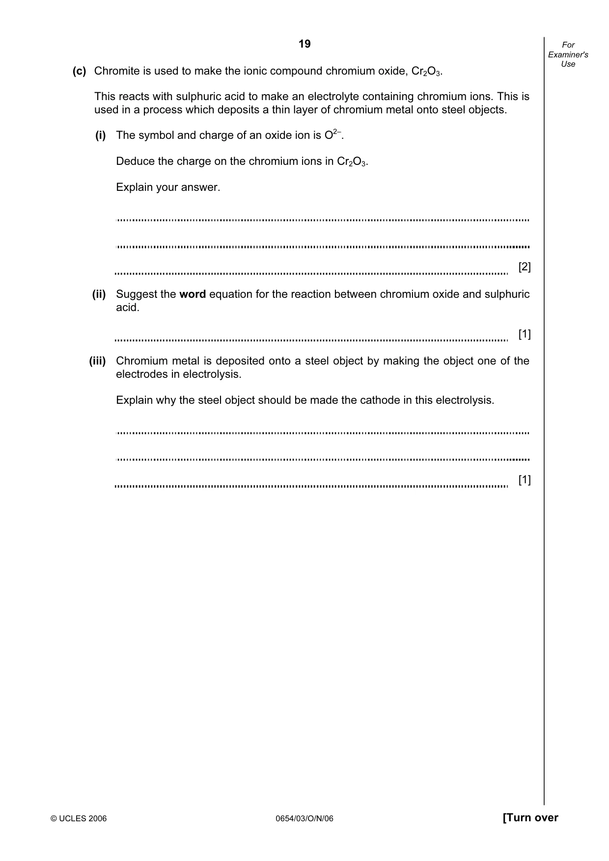 Cambridge IGCSE Sciences - Co-ordinated (Double) 0654 2006 Oct/Nov Paper 3 · Variant 1 question paper, page 19 of 24