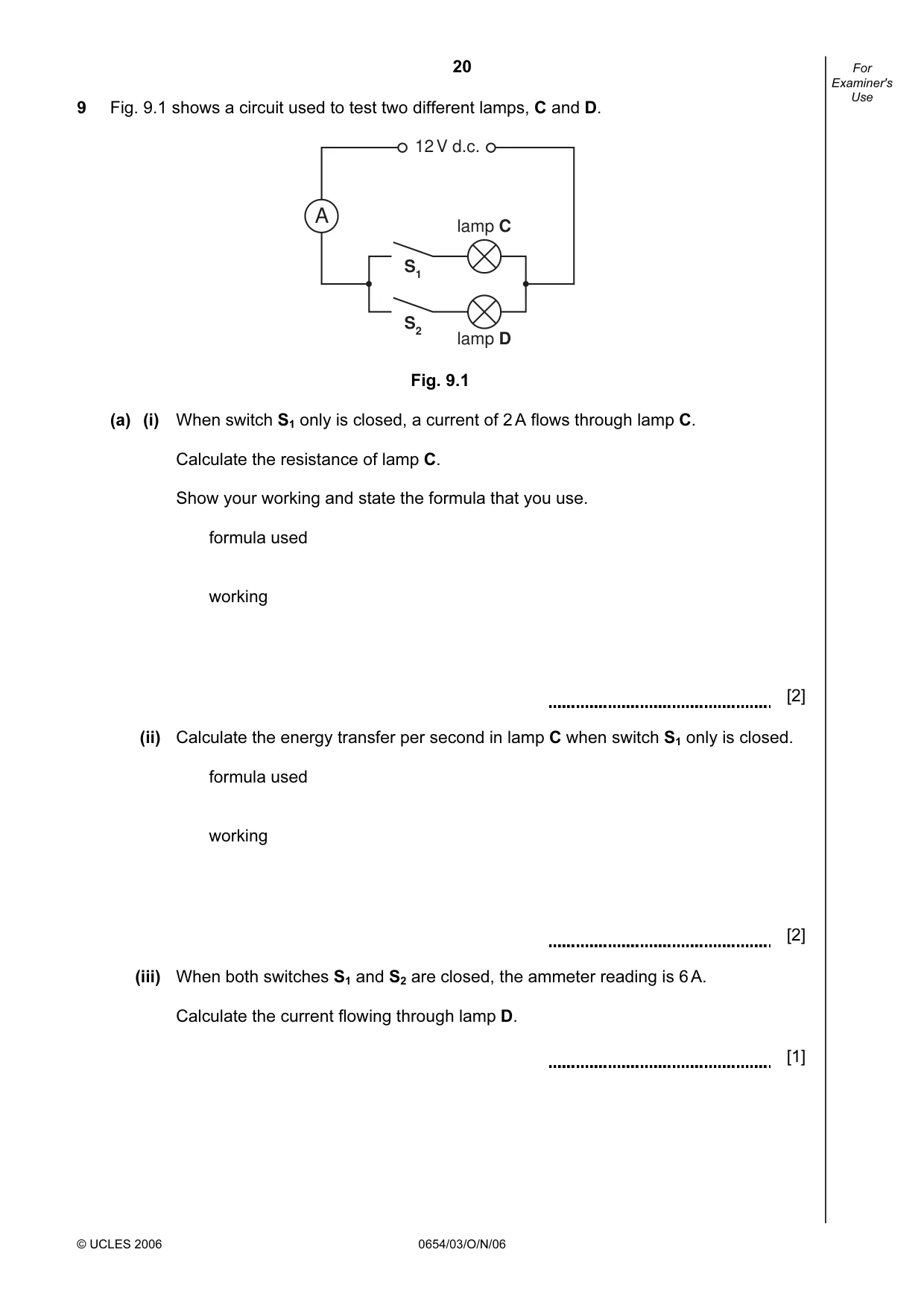 Cambridge IGCSE Sciences - Co-ordinated (Double) 0654 2006 Oct/Nov Paper 3 · Variant 1 question paper, page 20 of 24