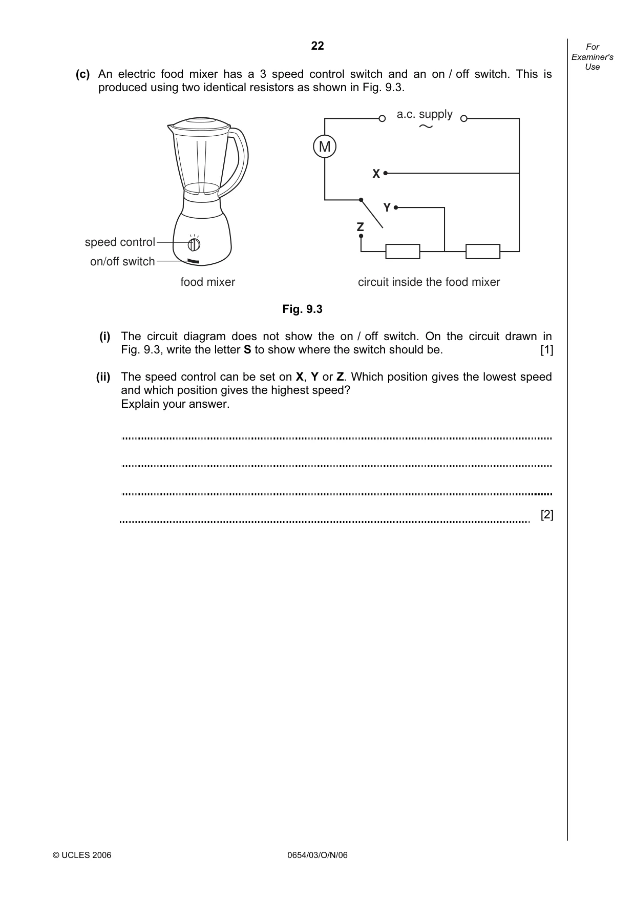 Cambridge IGCSE Sciences - Co-ordinated (Double) 0654 2006 Oct/Nov Paper 3 · Variant 1 question paper, page 22 of 24