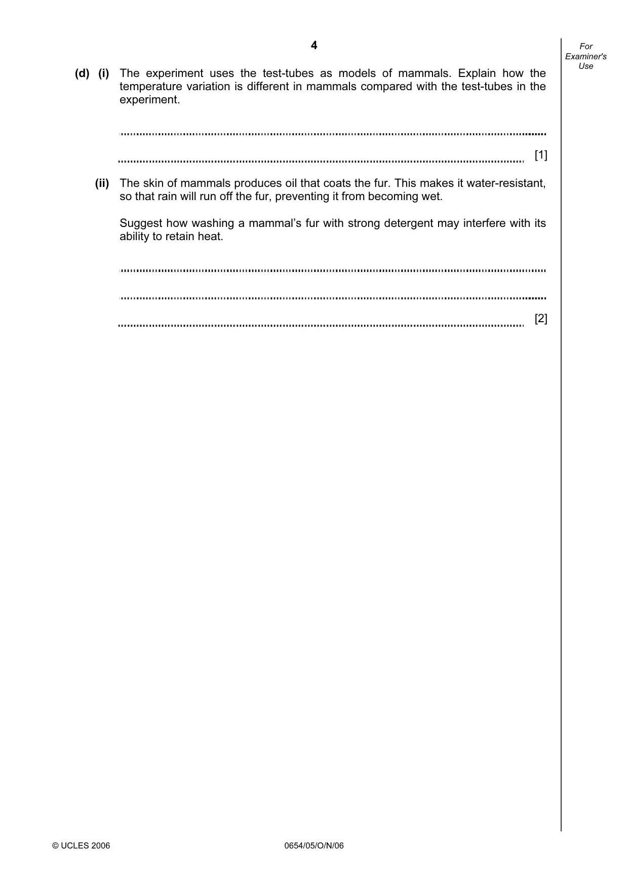 Cambridge IGCSE Sciences - Co-ordinated (Double) 0654 2006 Oct/Nov Paper 5 · Variant 1 question paper, page 4 of 12
