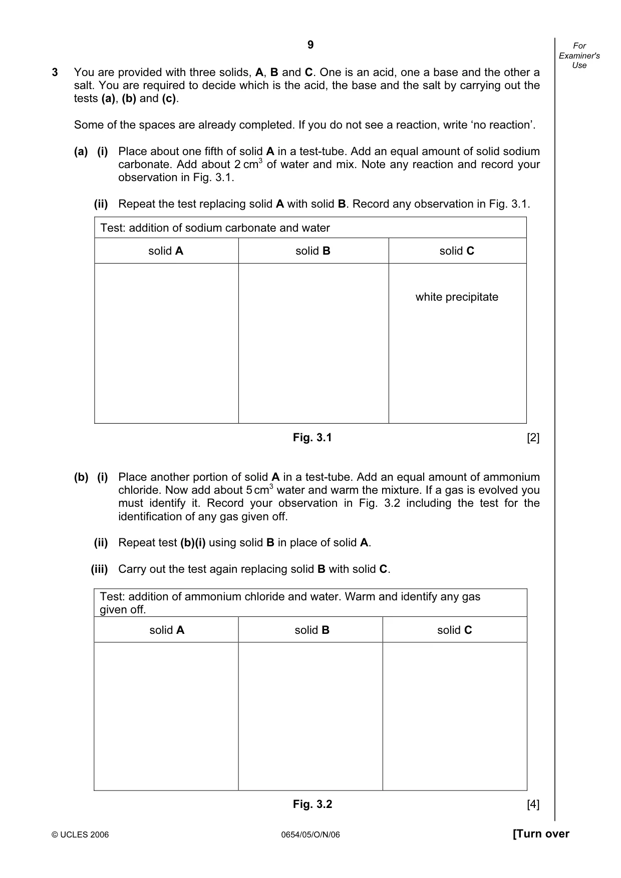 Cambridge IGCSE Sciences - Co-ordinated (Double) 0654 2006 Oct/Nov Paper 5 · Variant 1 question paper, page 9 of 12