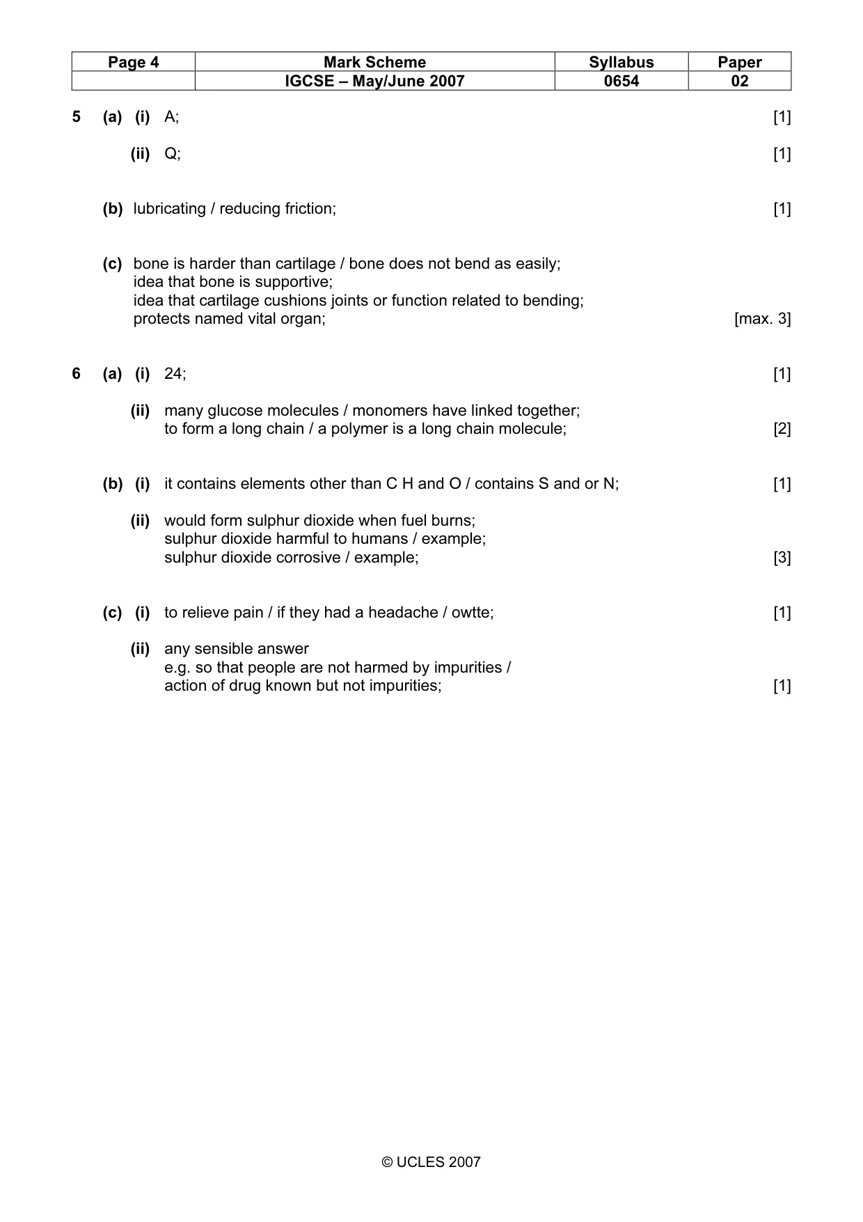 Mark scheme, page 4 of 7
