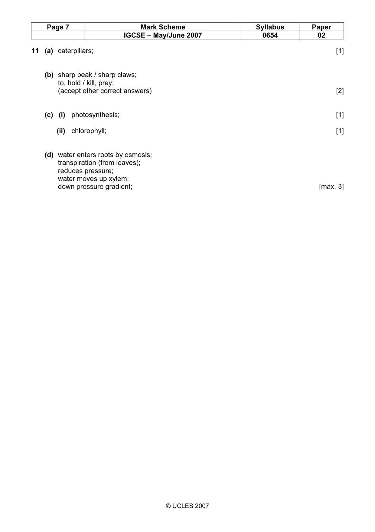 Mark scheme, page 7 of 7