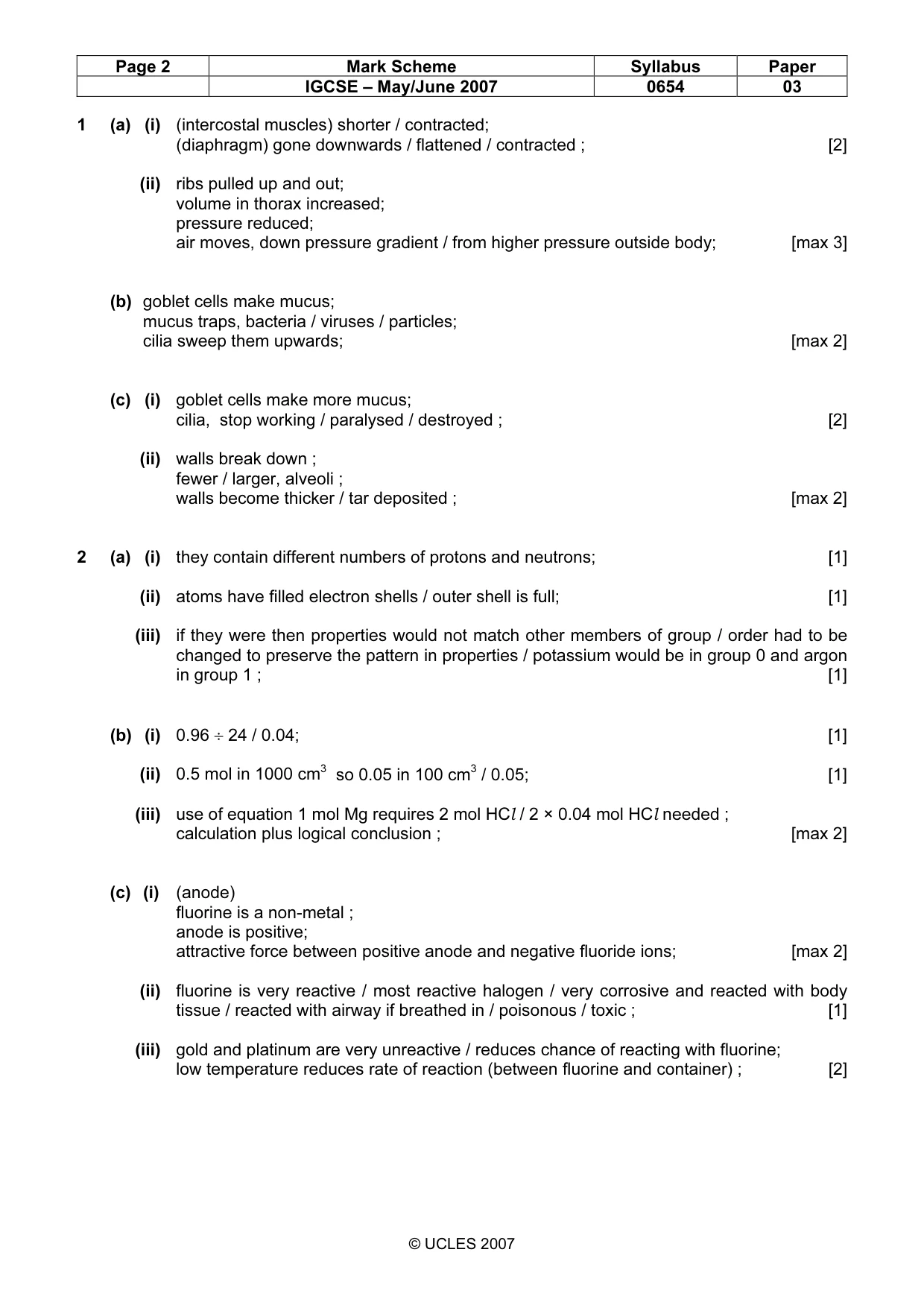 Mark scheme, page 2 of 6