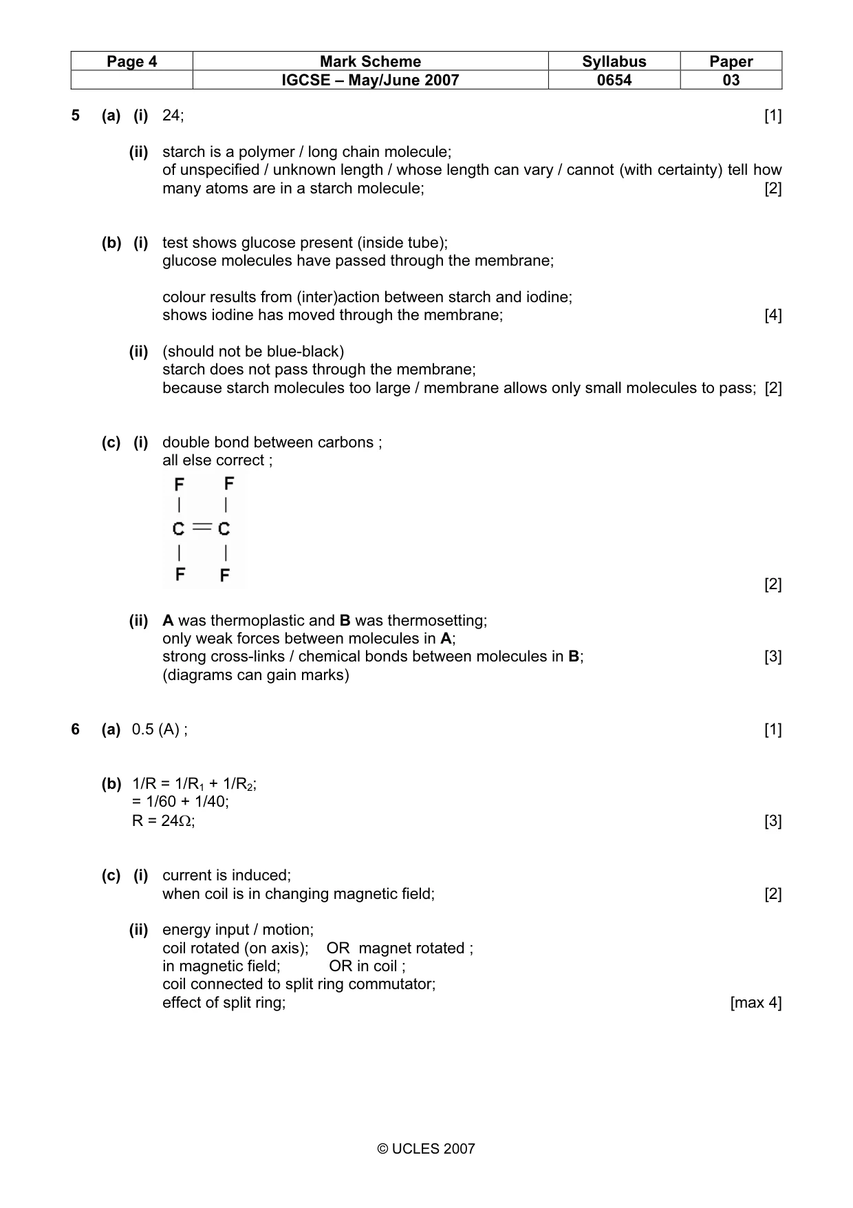 Mark scheme, page 4 of 6