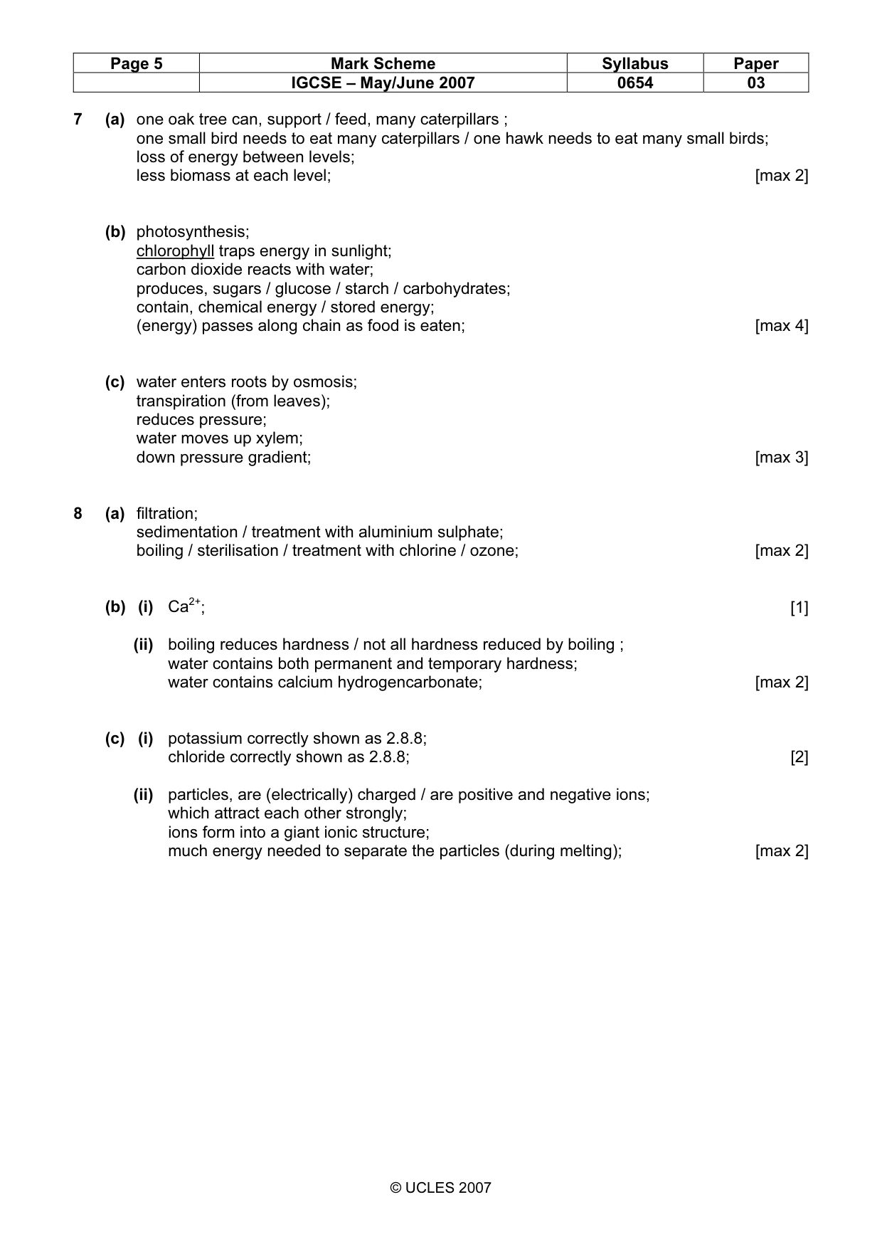 Mark scheme, page 5 of 6
