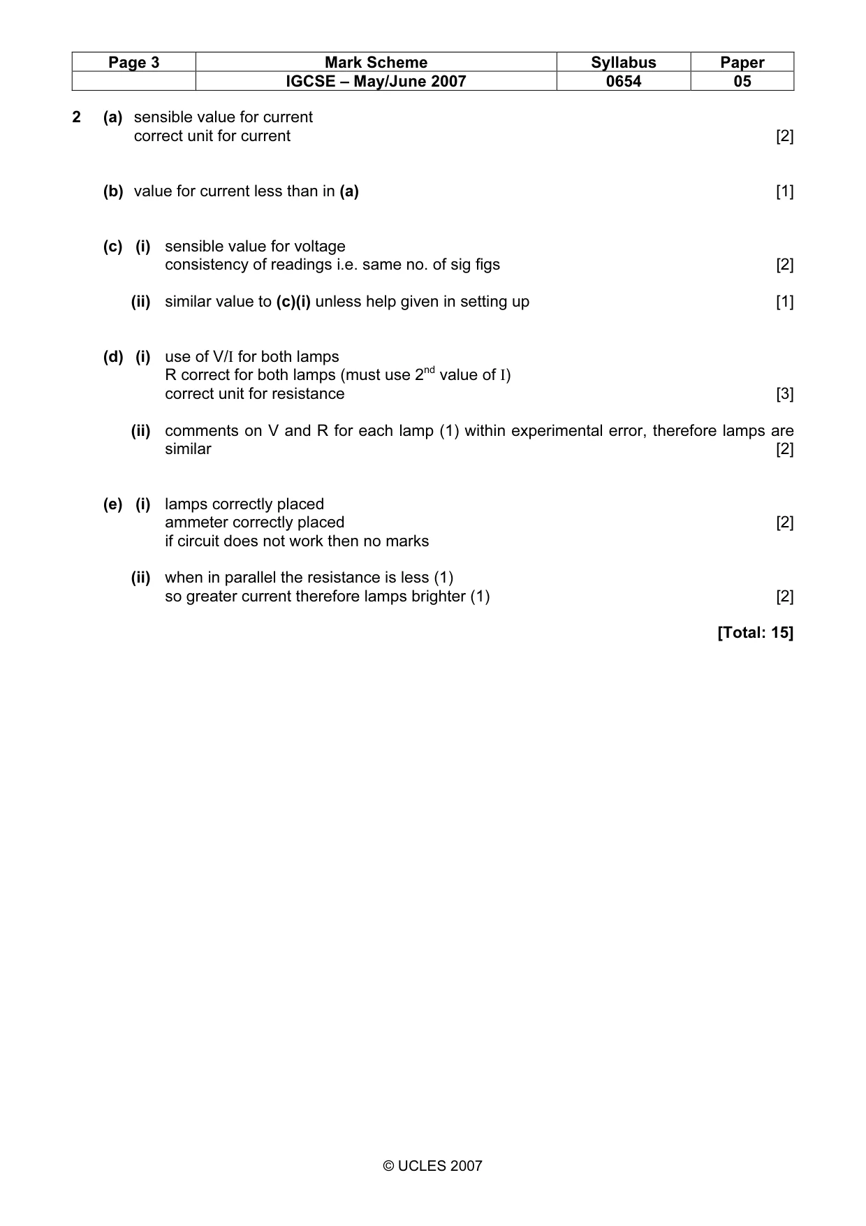 Mark scheme, page 3 of 4