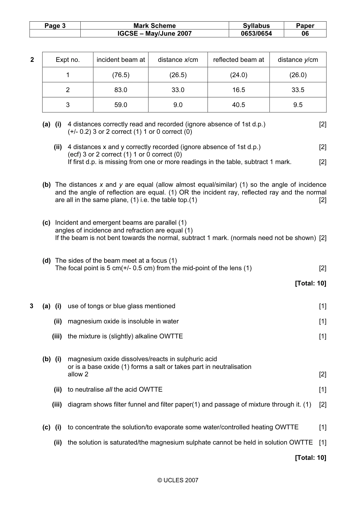 Mark scheme, page 3 of 5