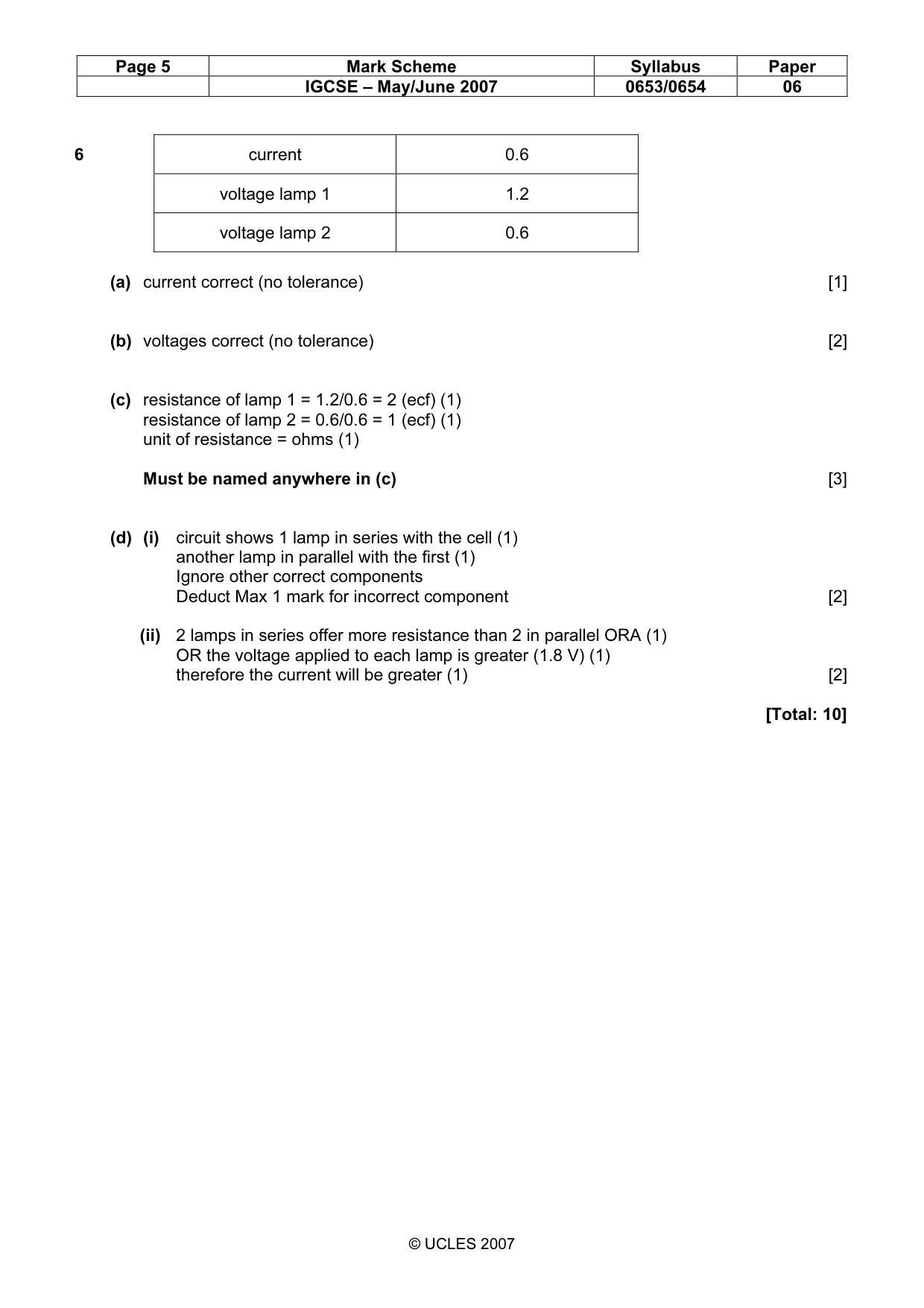 Mark scheme, page 5 of 5