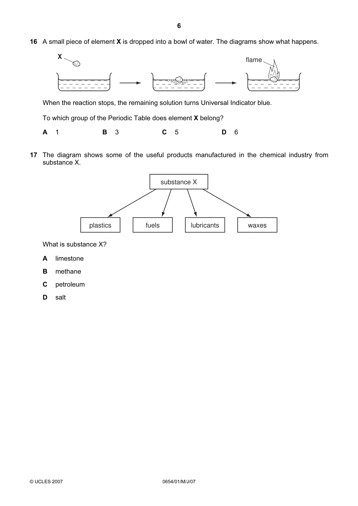 Cambridge IGCSE Sciences - Co-ordinated (Double) 0654 2007 May/June Paper 1 · Variant 1 question paper, page 6 of 20