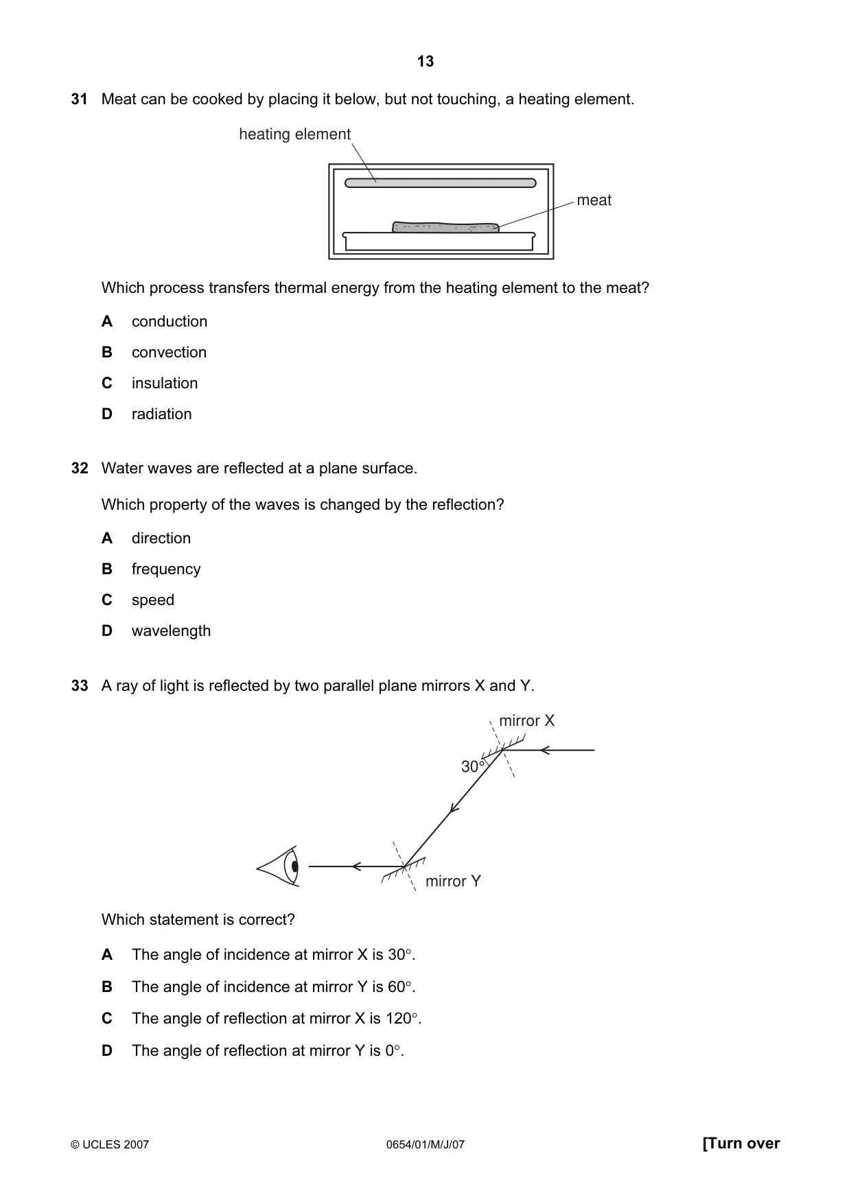 Cambridge IGCSE Sciences - Co-ordinated (Double) 0654 2007 May/June Paper 1 · Variant 1 question paper, page 13 of 20