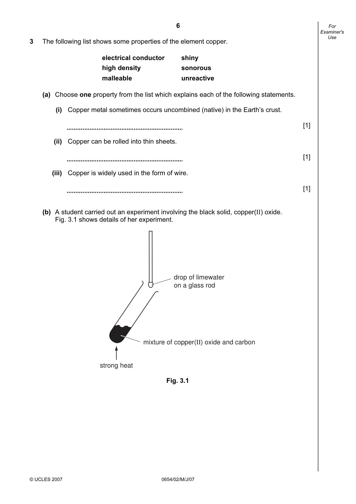 Cambridge IGCSE Sciences - Co-ordinated (Double) 0654 2007 May/June Paper 2 · Variant 1 question paper, page 6 of 24