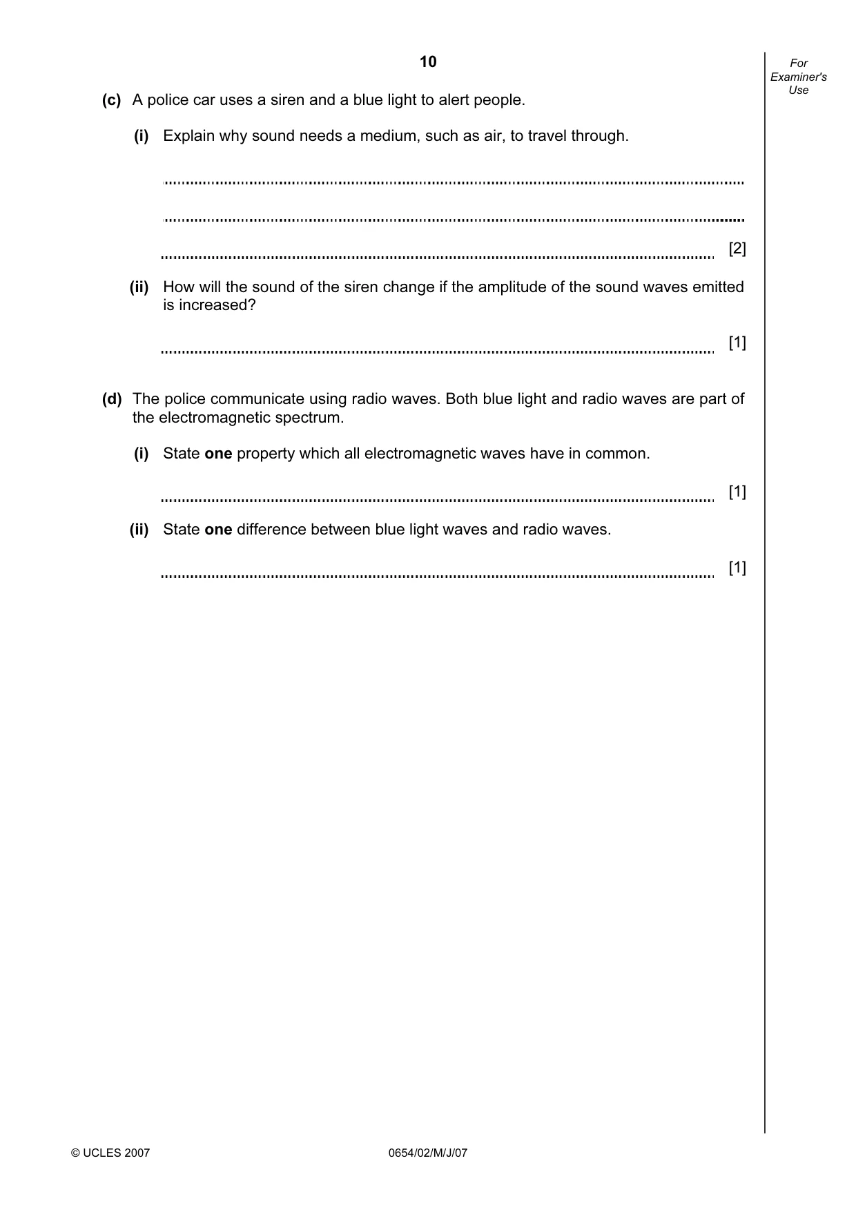 Cambridge IGCSE Sciences - Co-ordinated (Double) 0654 2007 May/June Paper 2 · Variant 1 question paper, page 10 of 24