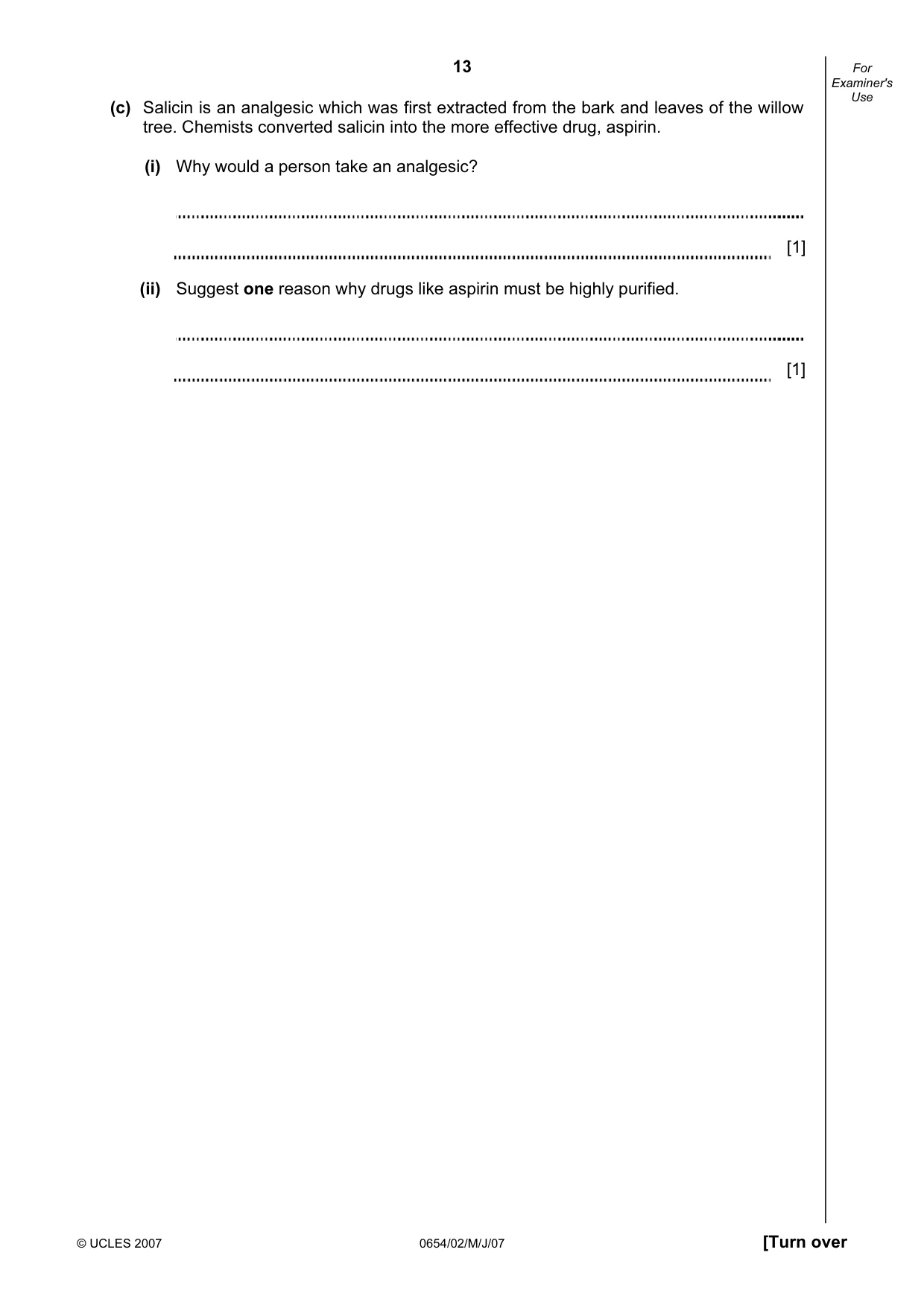 Cambridge IGCSE Sciences - Co-ordinated (Double) 0654 2007 May/June Paper 2 · Variant 1 question paper, page 13 of 24