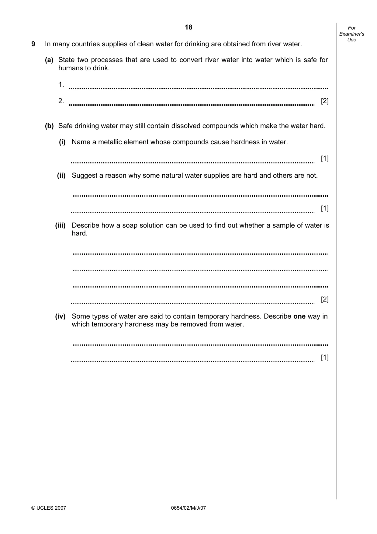 Cambridge IGCSE Sciences - Co-ordinated (Double) 0654 2007 May/June Paper 2 · Variant 1 question paper, page 18 of 24