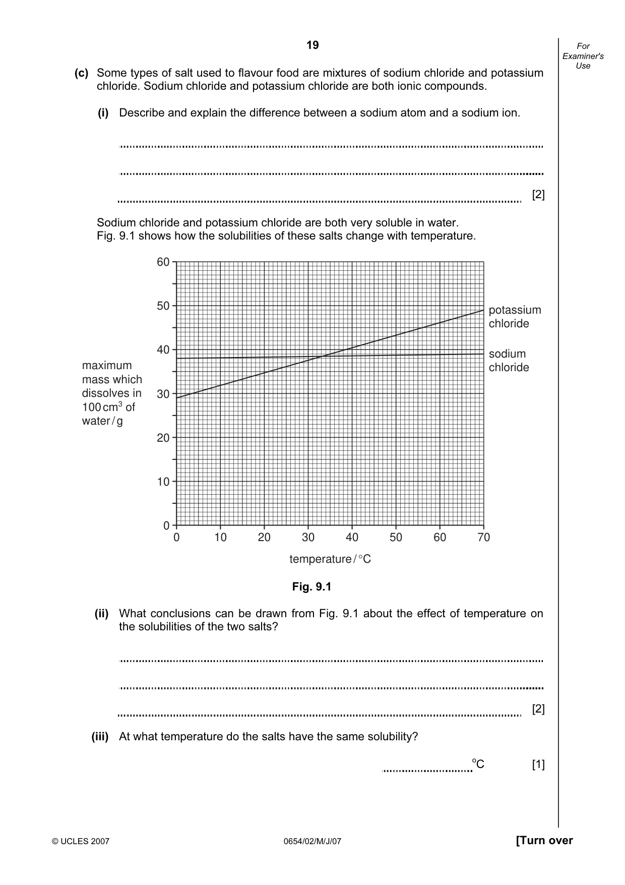 Cambridge IGCSE Sciences - Co-ordinated (Double) 0654 2007 May/June Paper 2 · Variant 1 question paper, page 19 of 24