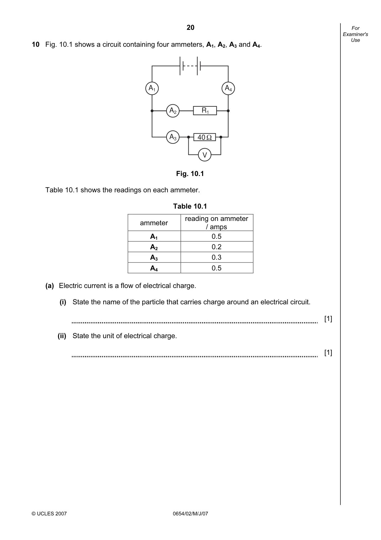 Cambridge IGCSE Sciences - Co-ordinated (Double) 0654 2007 May/June Paper 2 · Variant 1 question paper, page 20 of 24