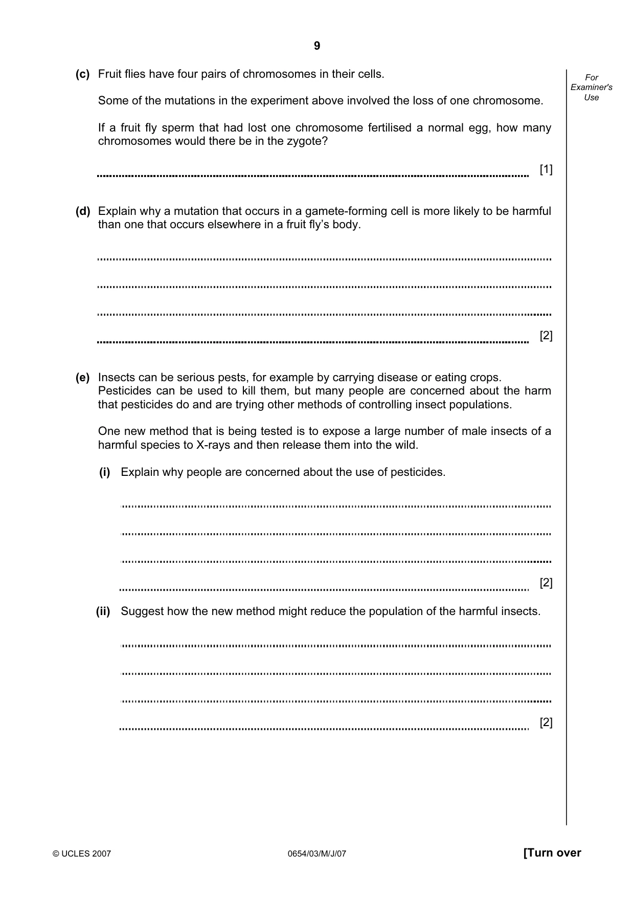 Cambridge IGCSE Sciences - Co-ordinated (Double) 0654 2007 May/June Paper 3 · Variant 1 question paper, page 9 of 20