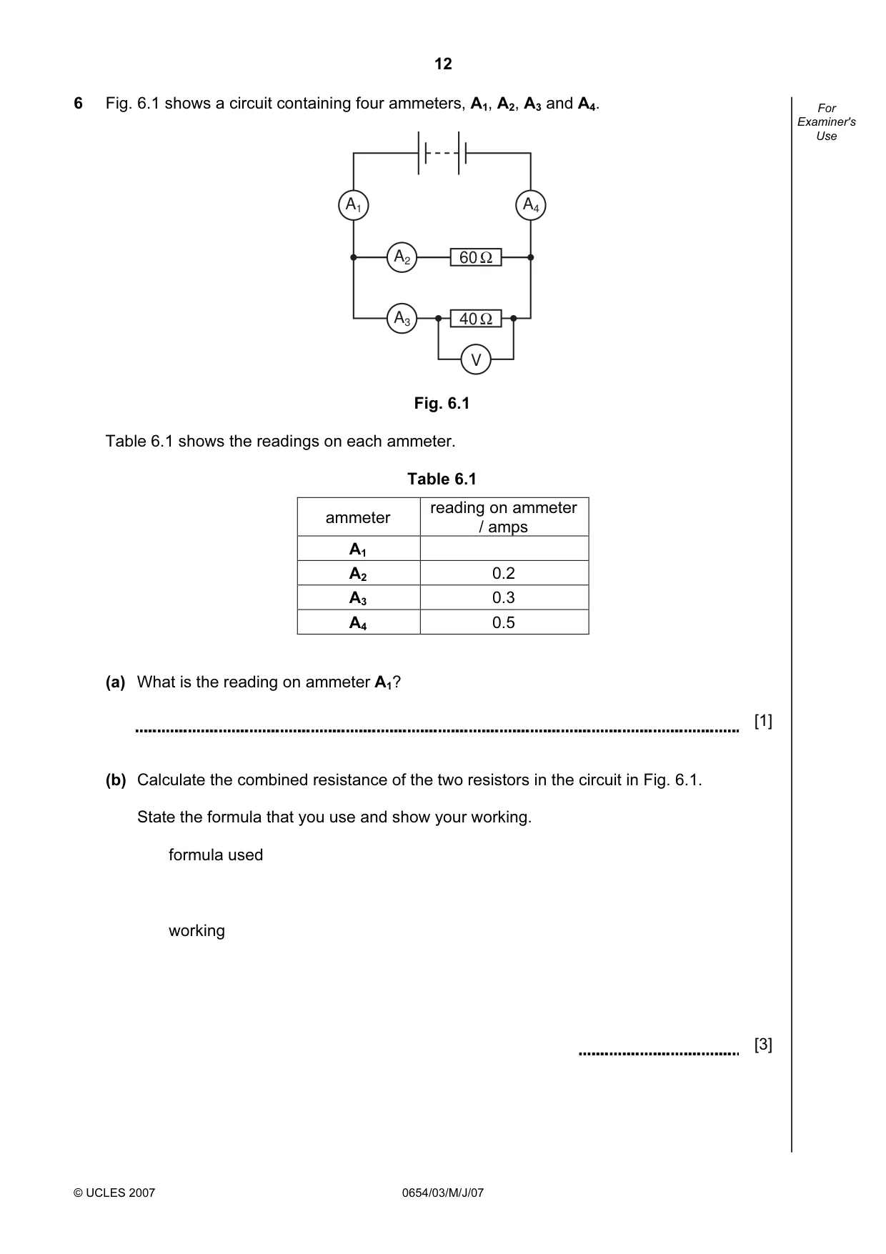 Cambridge IGCSE Sciences - Co-ordinated (Double) 0654 2007 May/June Paper 3 · Variant 1 question paper, page 12 of 20