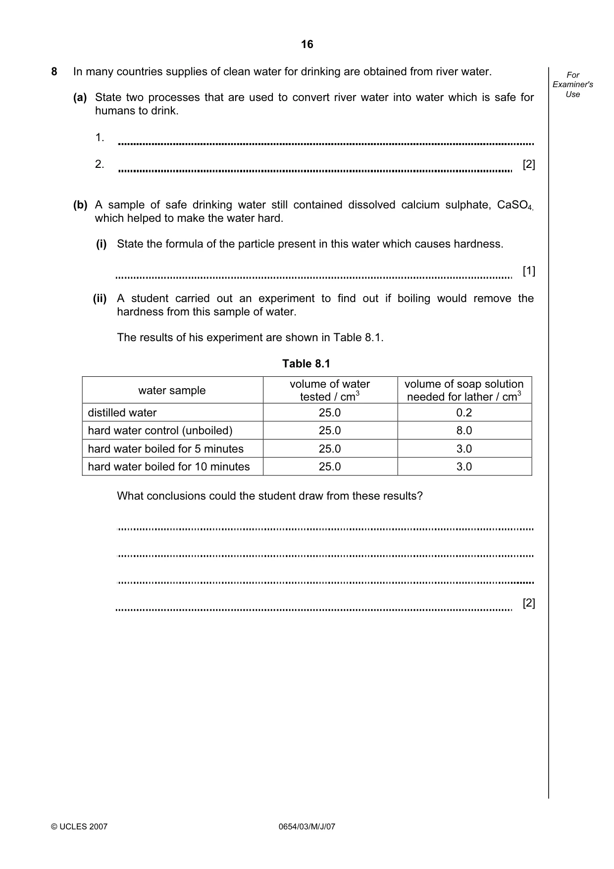 Cambridge IGCSE Sciences - Co-ordinated (Double) 0654 2007 May/June Paper 3 · Variant 1 question paper, page 16 of 20