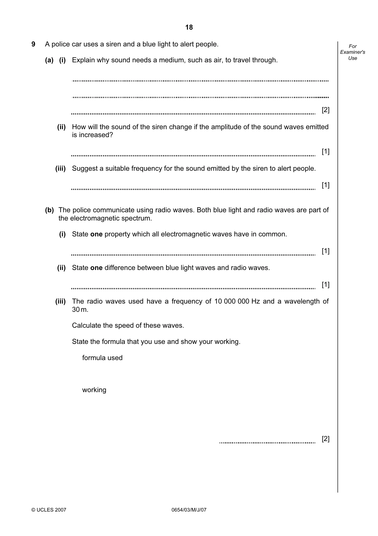 Cambridge IGCSE Sciences - Co-ordinated (Double) 0654 2007 May/June Paper 3 · Variant 1 question paper, page 18 of 20