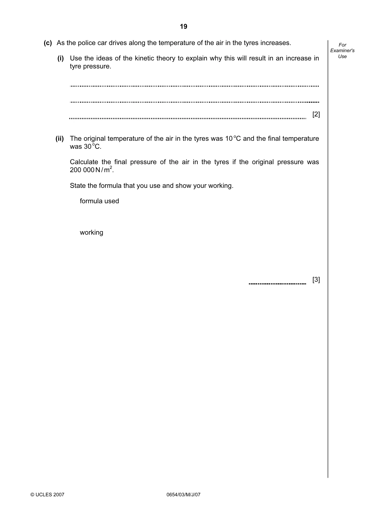 Cambridge IGCSE Sciences - Co-ordinated (Double) 0654 2007 May/June Paper 3 · Variant 1 question paper, page 19 of 20