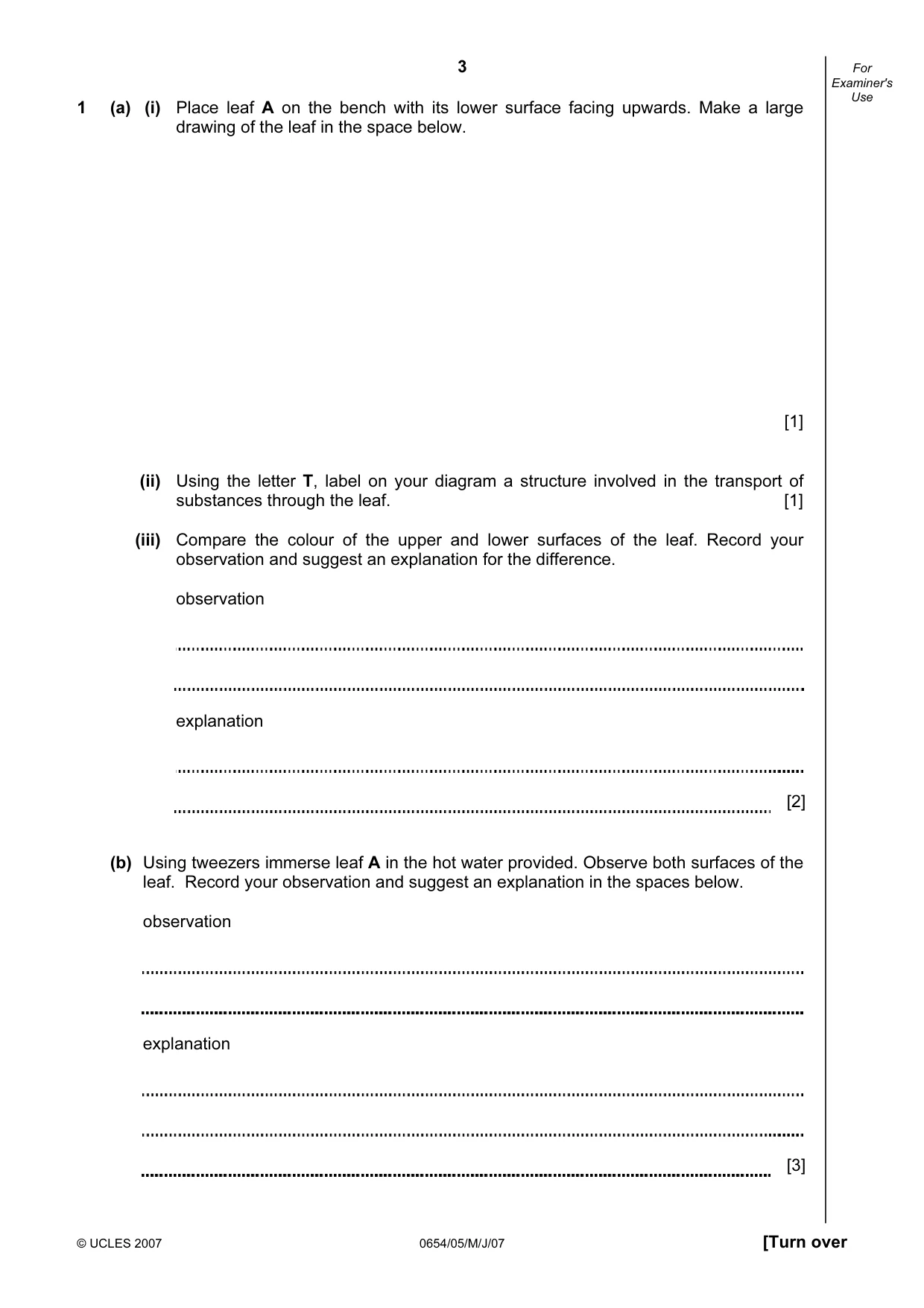 Cambridge IGCSE Sciences - Co-ordinated (Double) 0654 2007 May/June Paper 5 · Variant 1 question paper, page 3 of 12