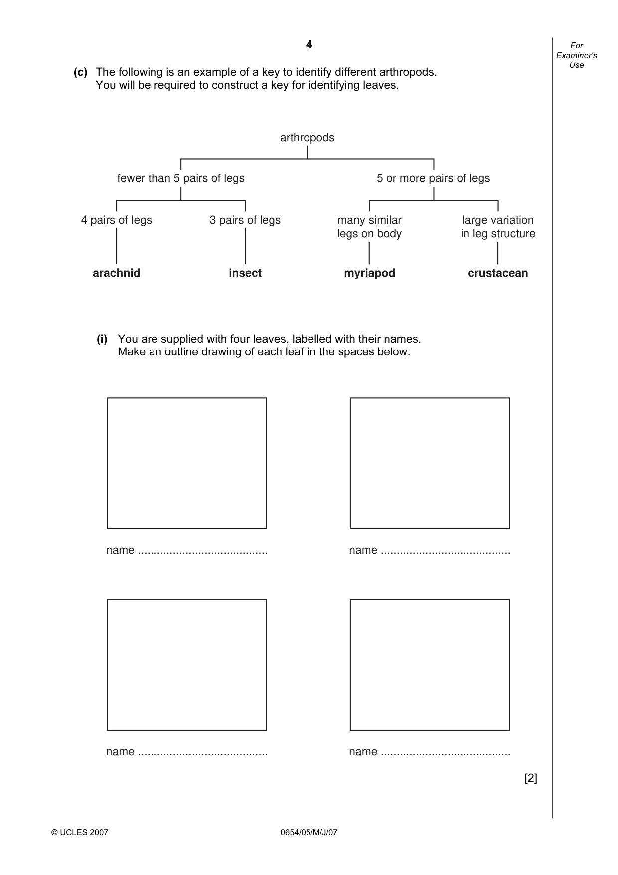 Cambridge IGCSE Sciences - Co-ordinated (Double) 0654 2007 May/June Paper 5 · Variant 1 question paper, page 4 of 12