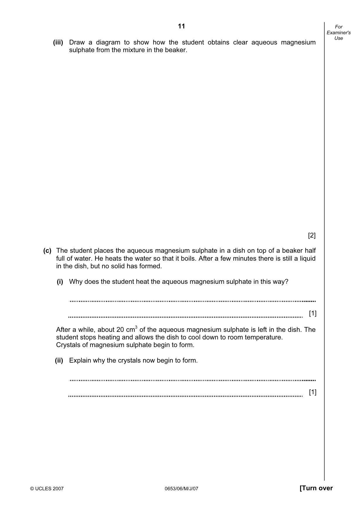 Cambridge IGCSE Sciences - Co-ordinated (Double) 0654 2007 May/June Paper 6 · Variant 1 question paper, page 11 of 20
