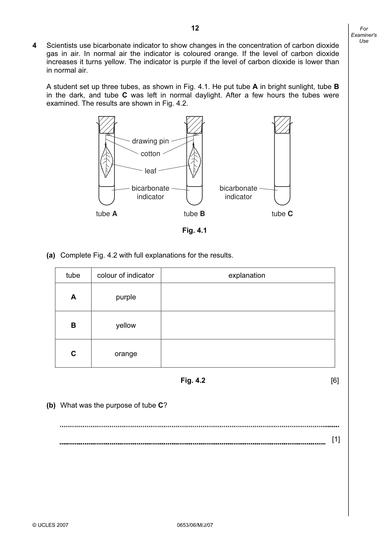 Cambridge IGCSE Sciences - Co-ordinated (Double) 0654 2007 May/June Paper 6 · Variant 1 question paper, page 12 of 20