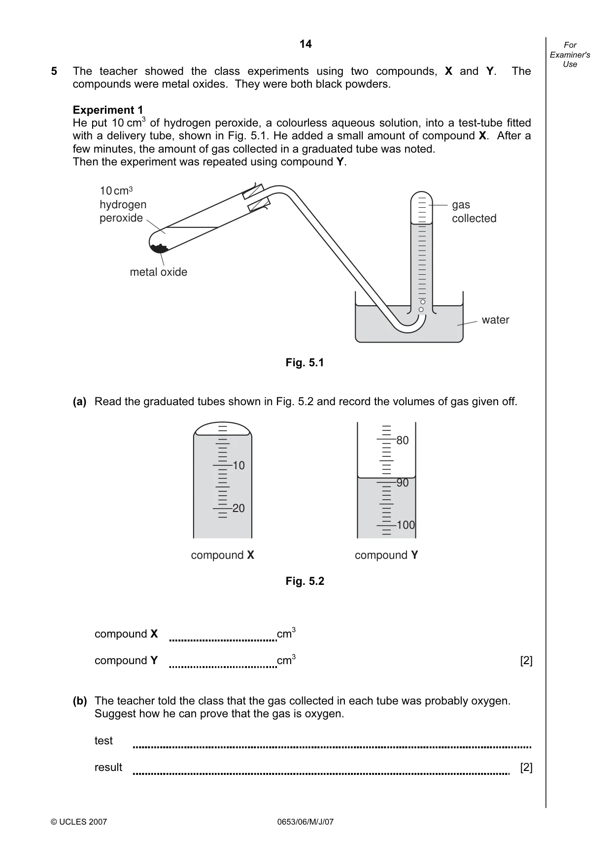 Cambridge IGCSE Sciences - Co-ordinated (Double) 0654 2007 May/June Paper 6 · Variant 1 question paper, page 14 of 20