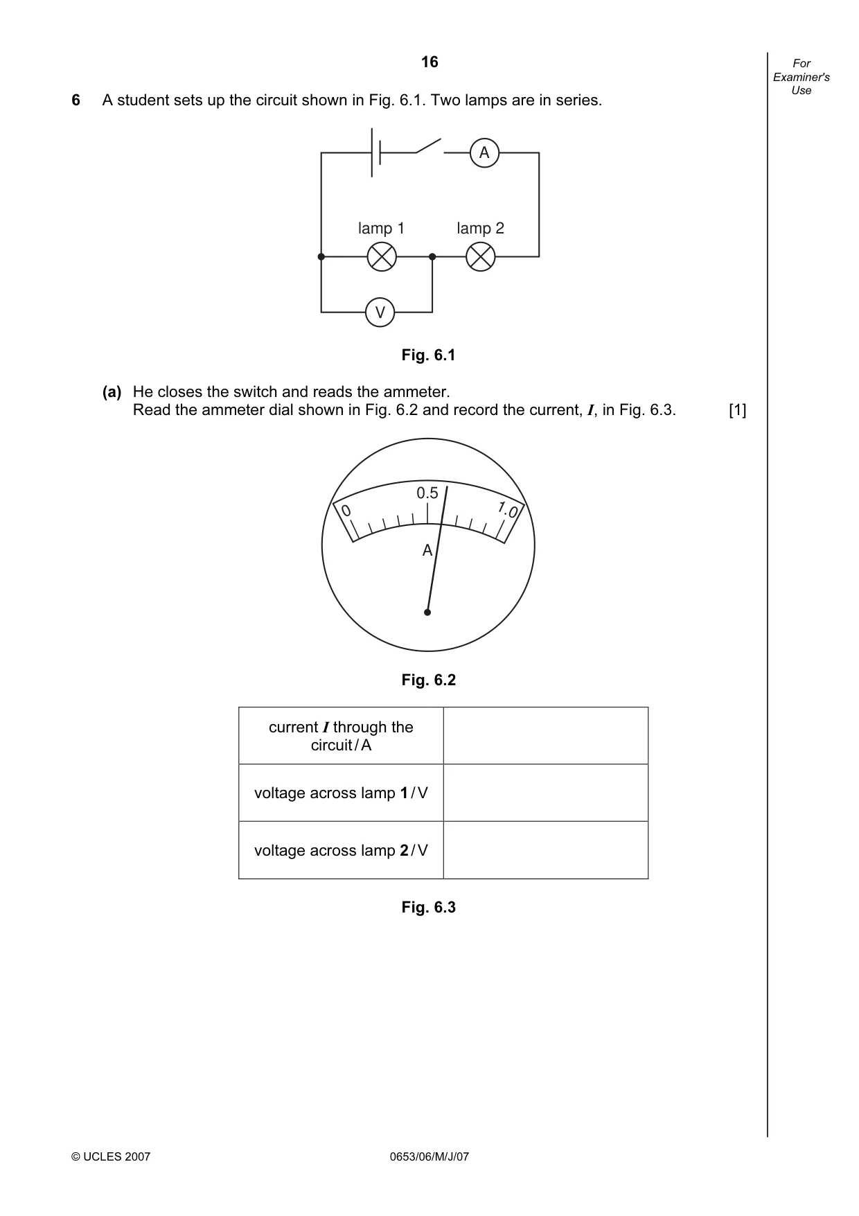 Cambridge IGCSE Sciences - Co-ordinated (Double) 0654 2007 May/June Paper 6 · Variant 1 question paper, page 16 of 20