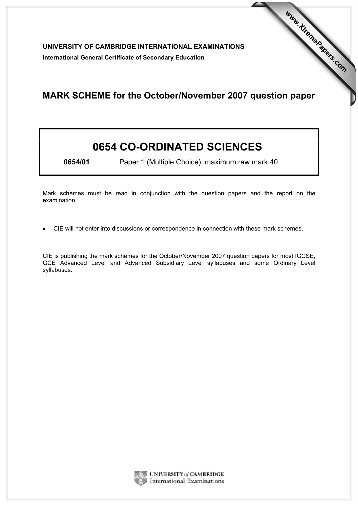 Mark scheme, page 1 of 2