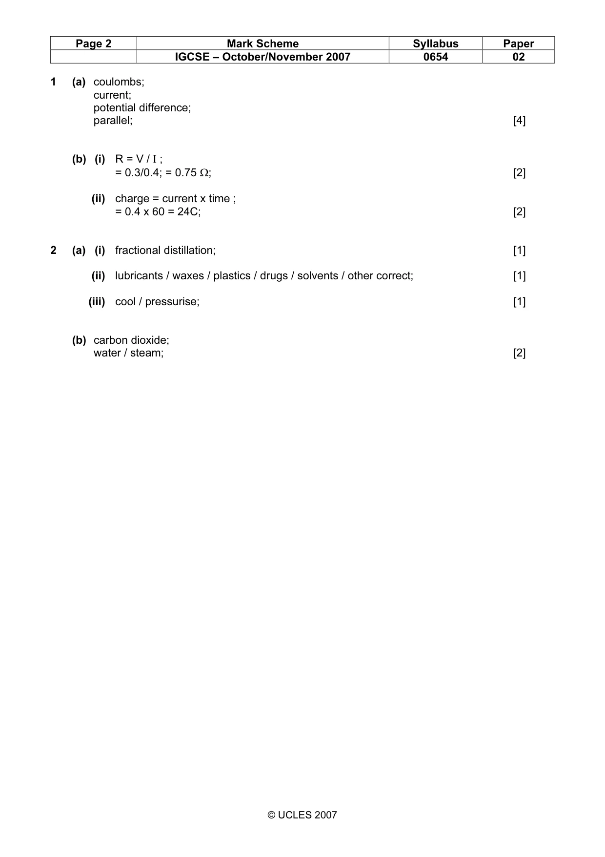 Mark scheme, page 2 of 7