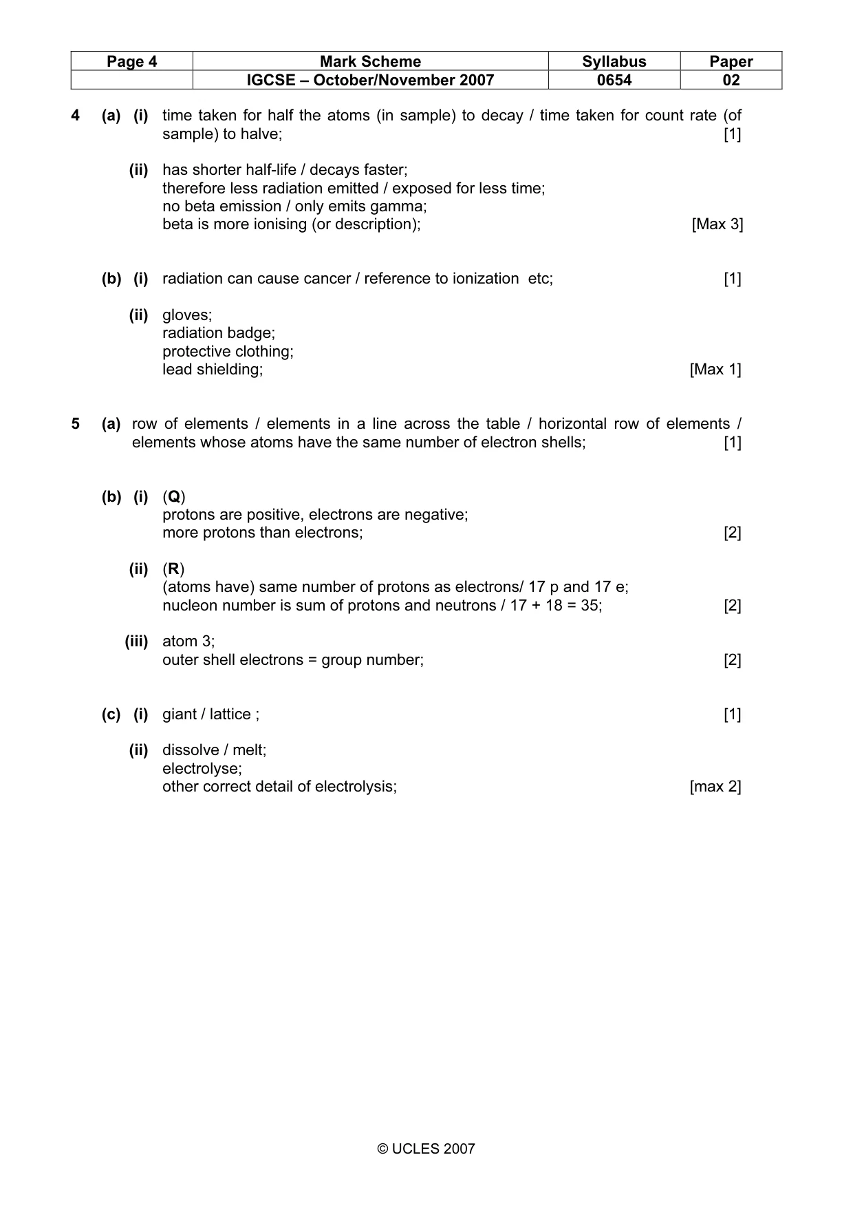 Mark scheme, page 4 of 7