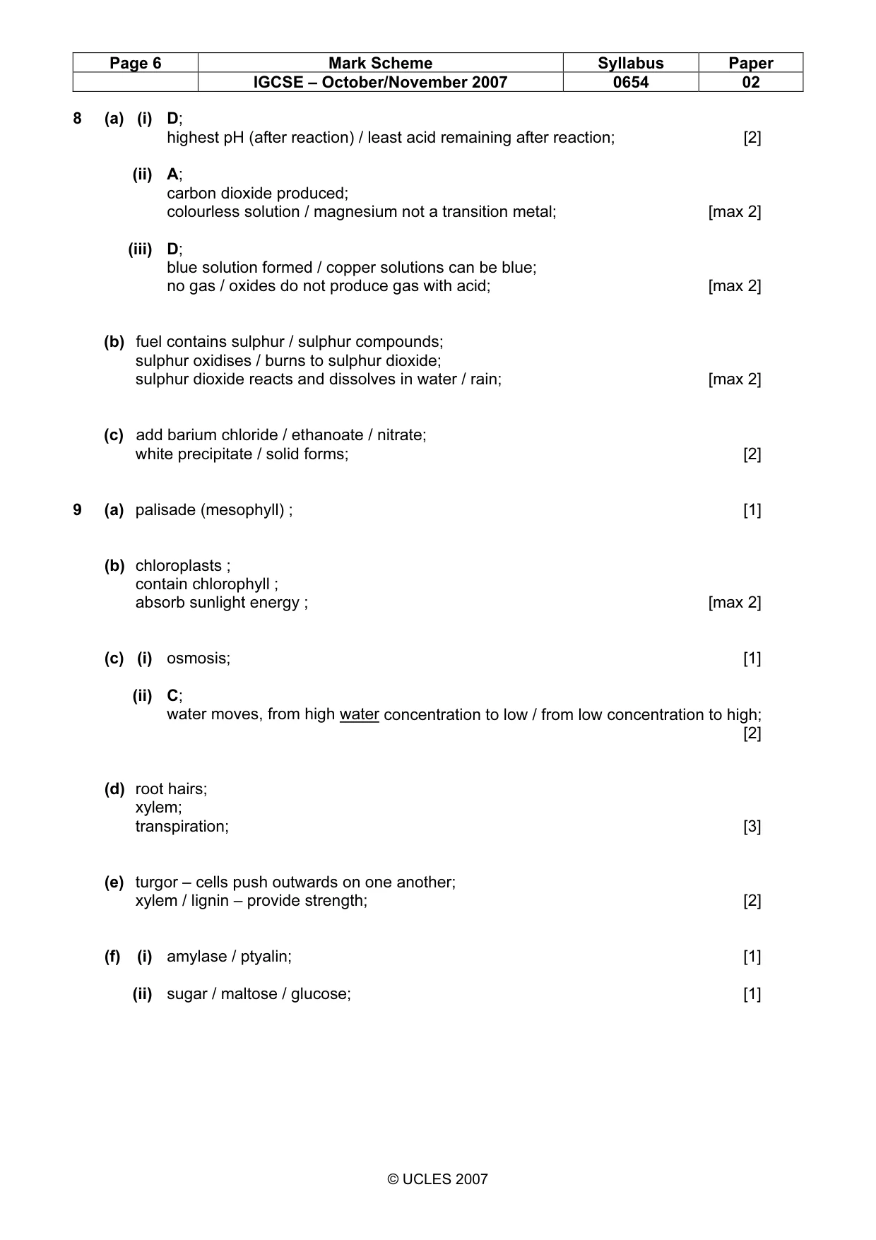 Mark scheme, page 6 of 7