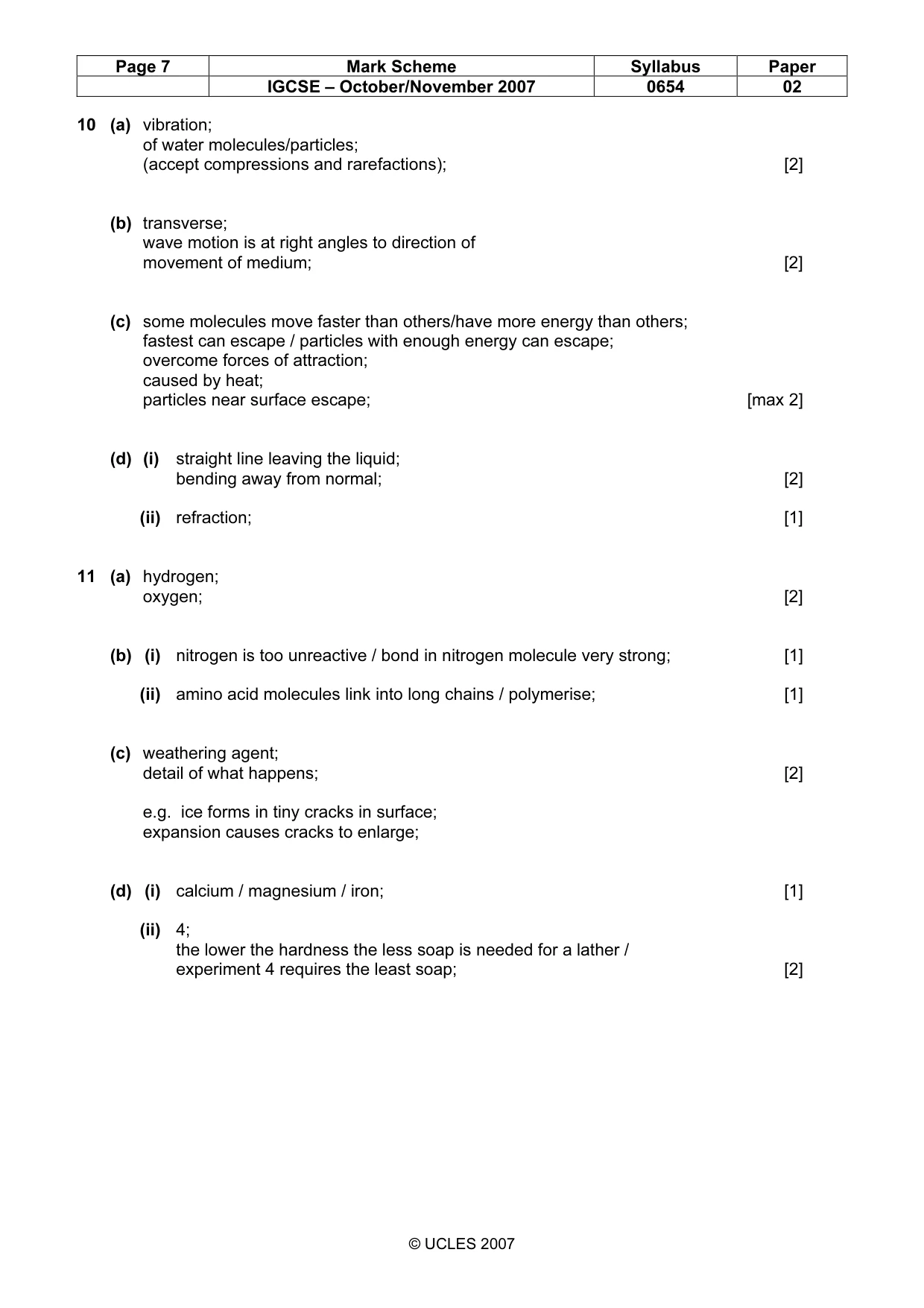 Mark scheme, page 7 of 7