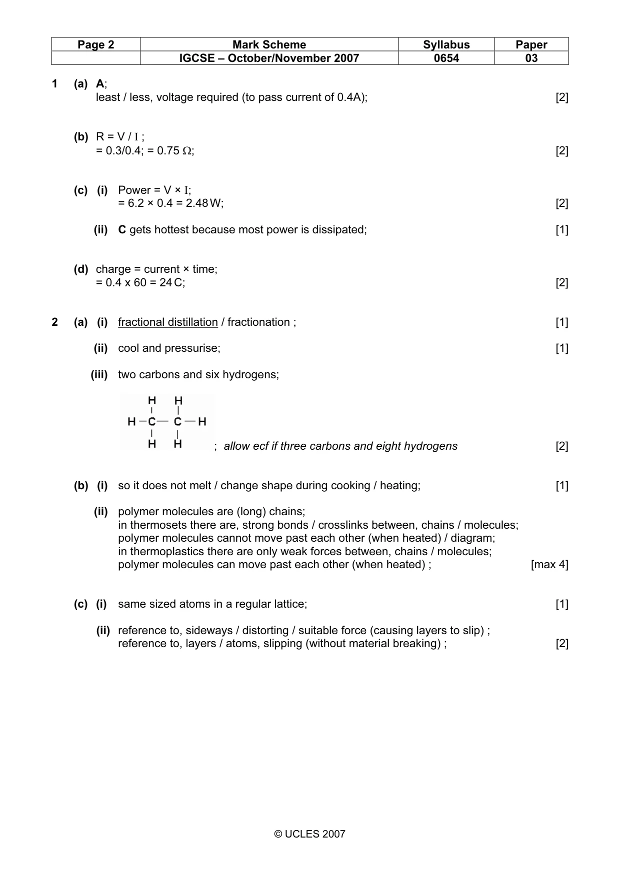 Mark scheme, page 2 of 6