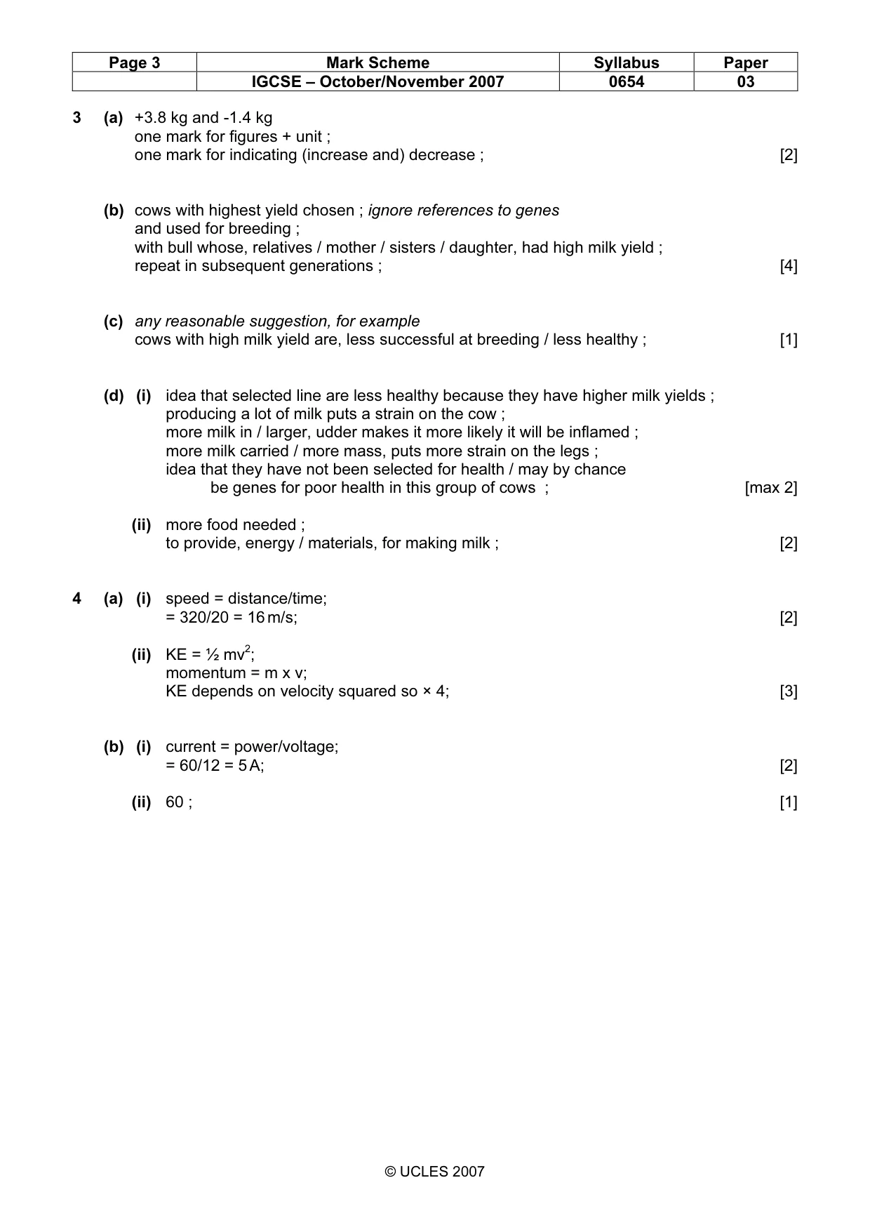 Mark scheme, page 3 of 6