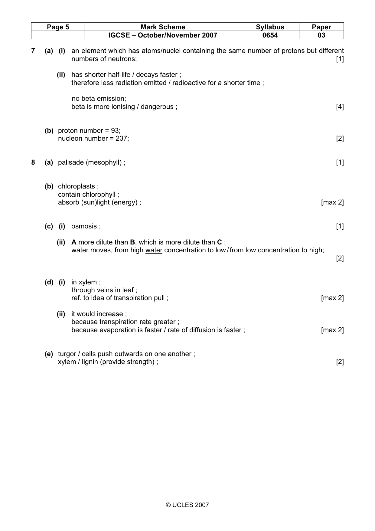 Mark scheme, page 5 of 6