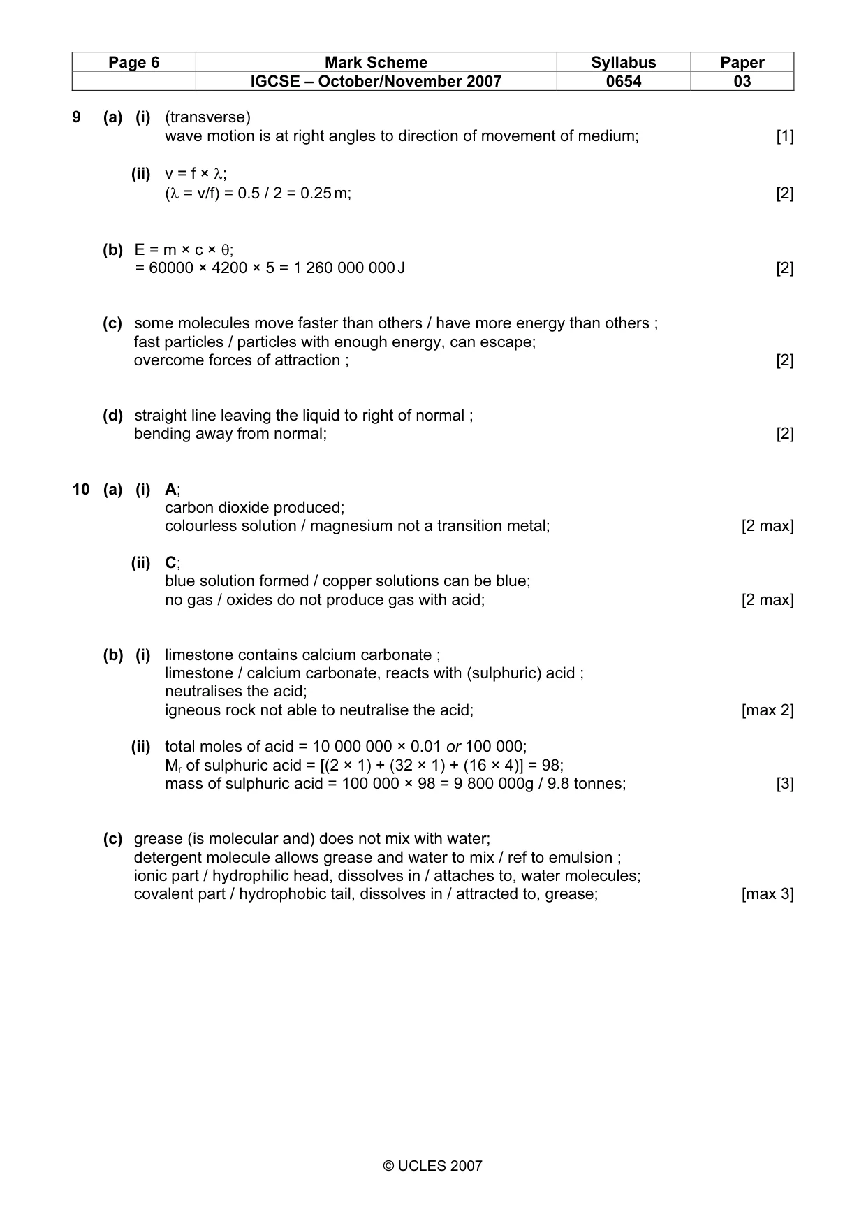 Mark scheme, page 6 of 6