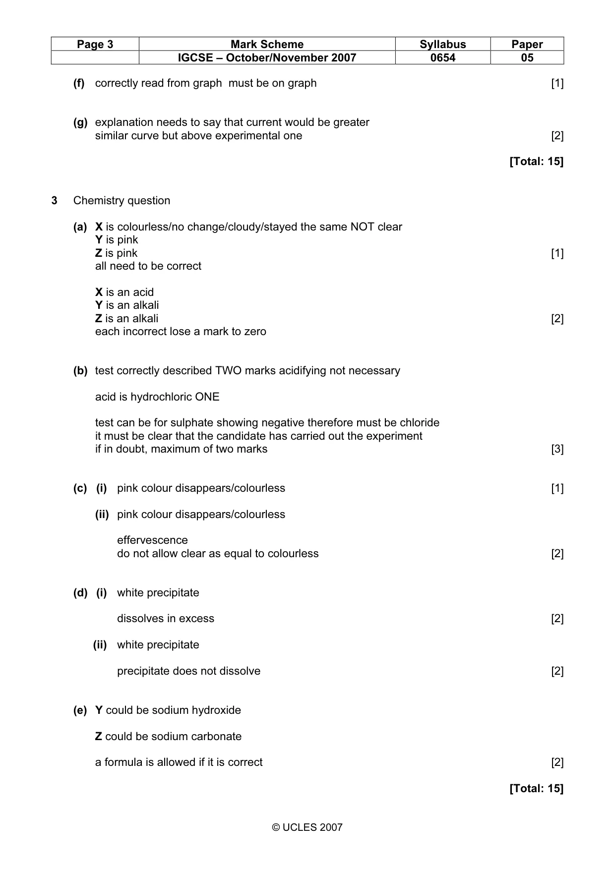 Mark scheme, page 3 of 3
