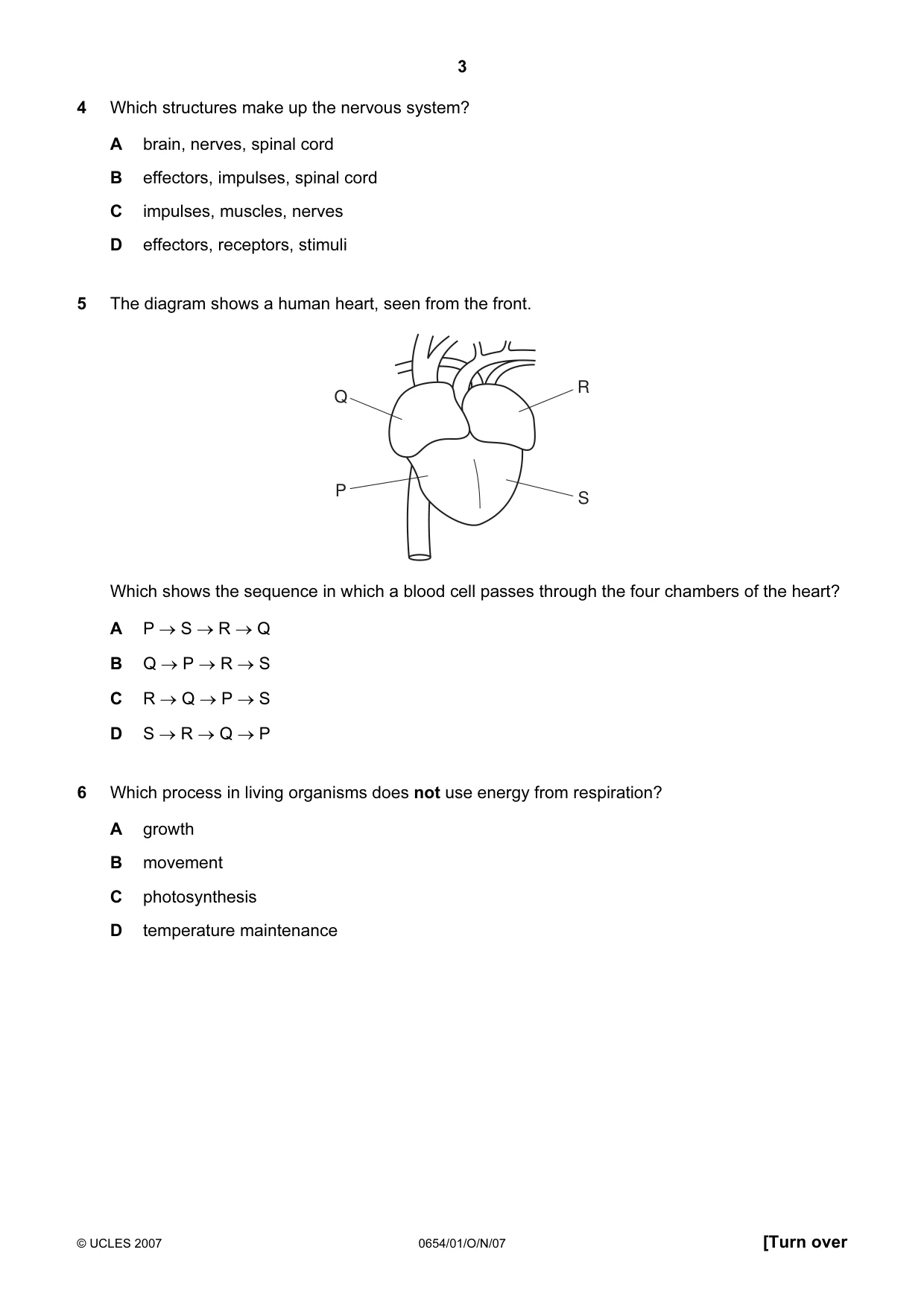 Cambridge IGCSE Sciences - Co-ordinated (Double) 0654 2007 Oct/Nov Paper 1 · Variant 1 question paper, page 3 of 20