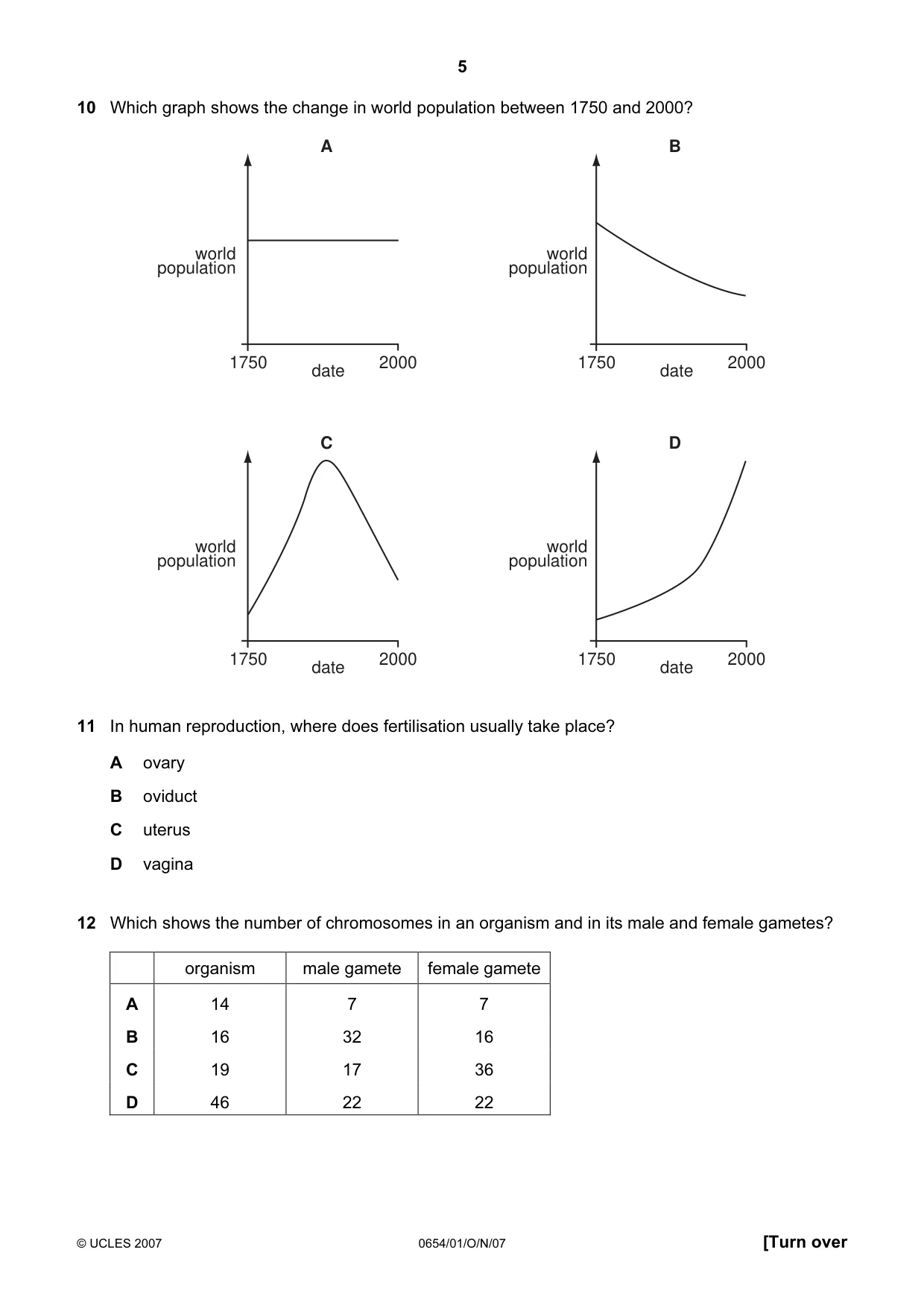 Cambridge IGCSE Sciences - Co-ordinated (Double) 0654 2007 Oct/Nov Paper 1 · Variant 1 question paper, page 5 of 20