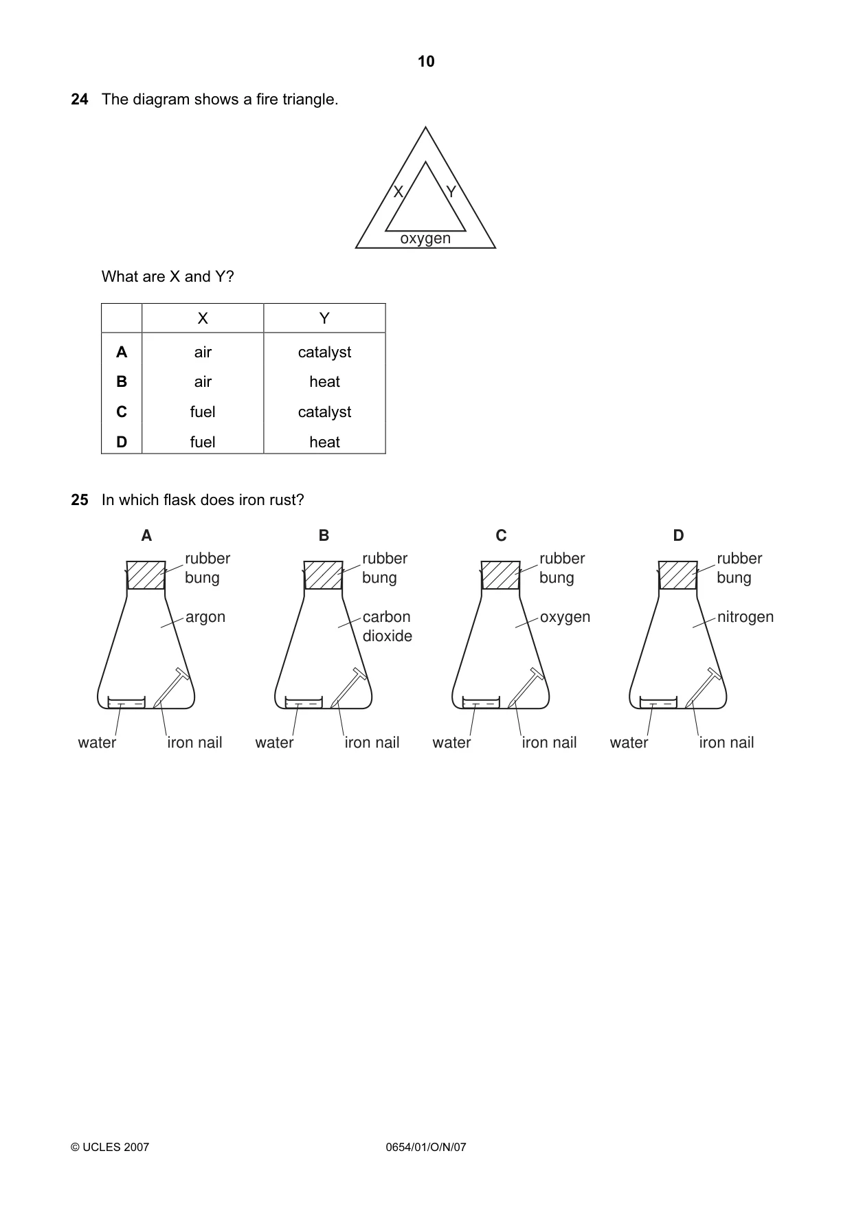 Cambridge IGCSE Sciences - Co-ordinated (Double) 0654 2007 Oct/Nov Paper 1 · Variant 1 question paper, page 10 of 20