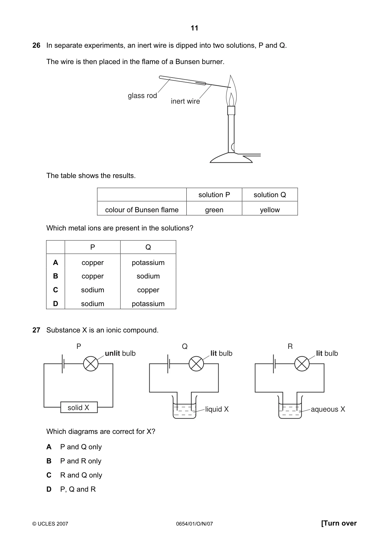 Cambridge IGCSE Sciences - Co-ordinated (Double) 0654 2007 Oct/Nov Paper 1 · Variant 1 question paper, page 11 of 20