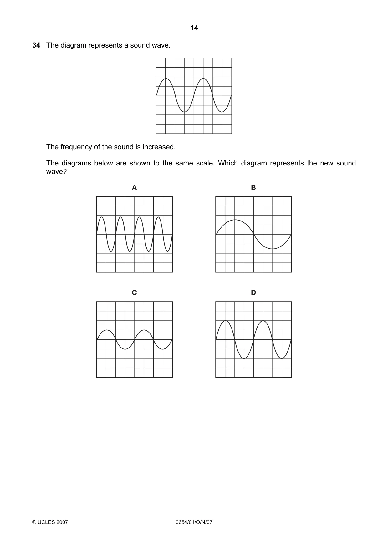 Cambridge IGCSE Sciences - Co-ordinated (Double) 0654 2007 Oct/Nov Paper 1 · Variant 1 question paper, page 14 of 20