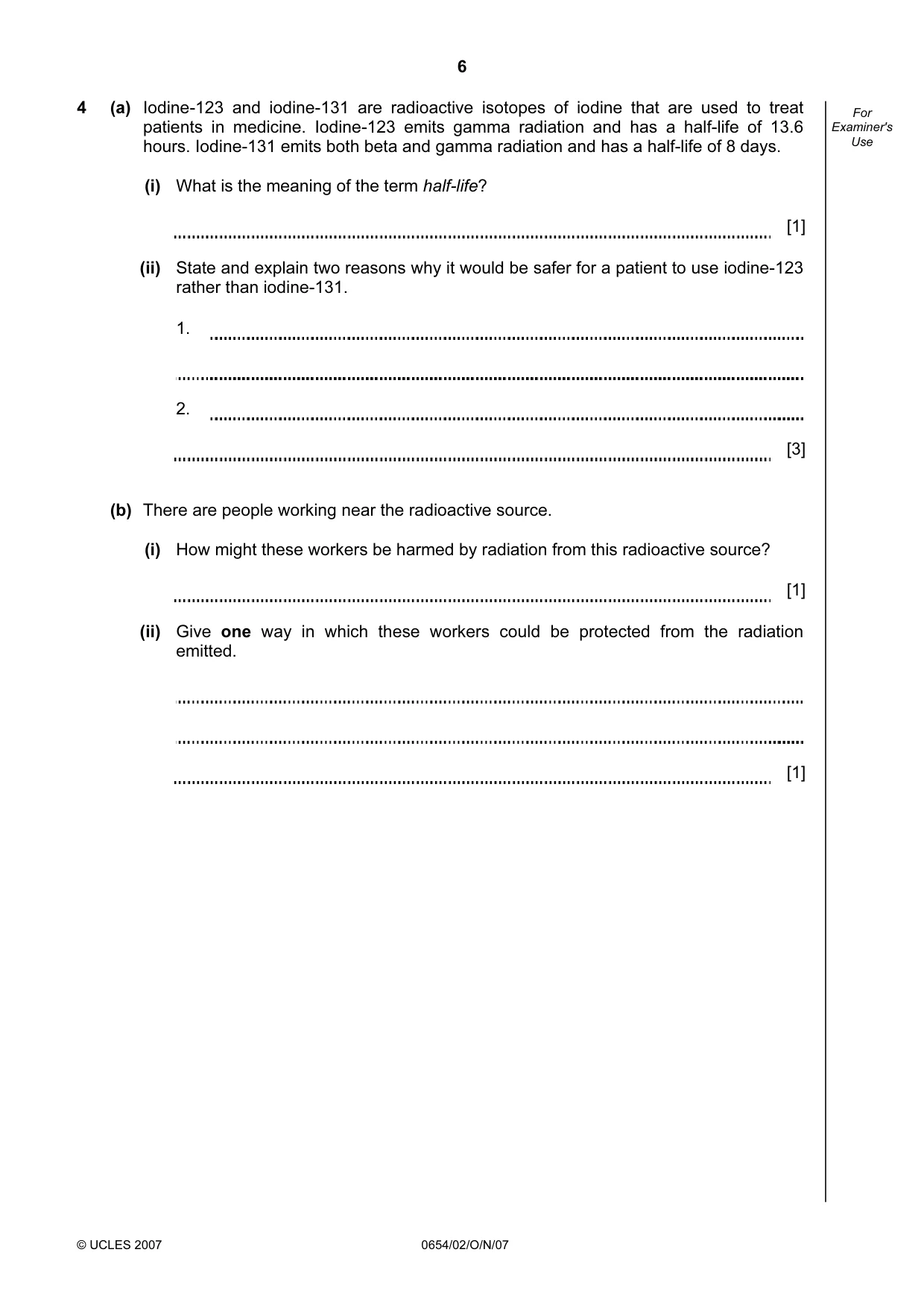 Cambridge IGCSE Sciences - Co-ordinated (Double) 0654 2007 Oct/Nov Paper 2 · Variant 1 question paper, page 6 of 24