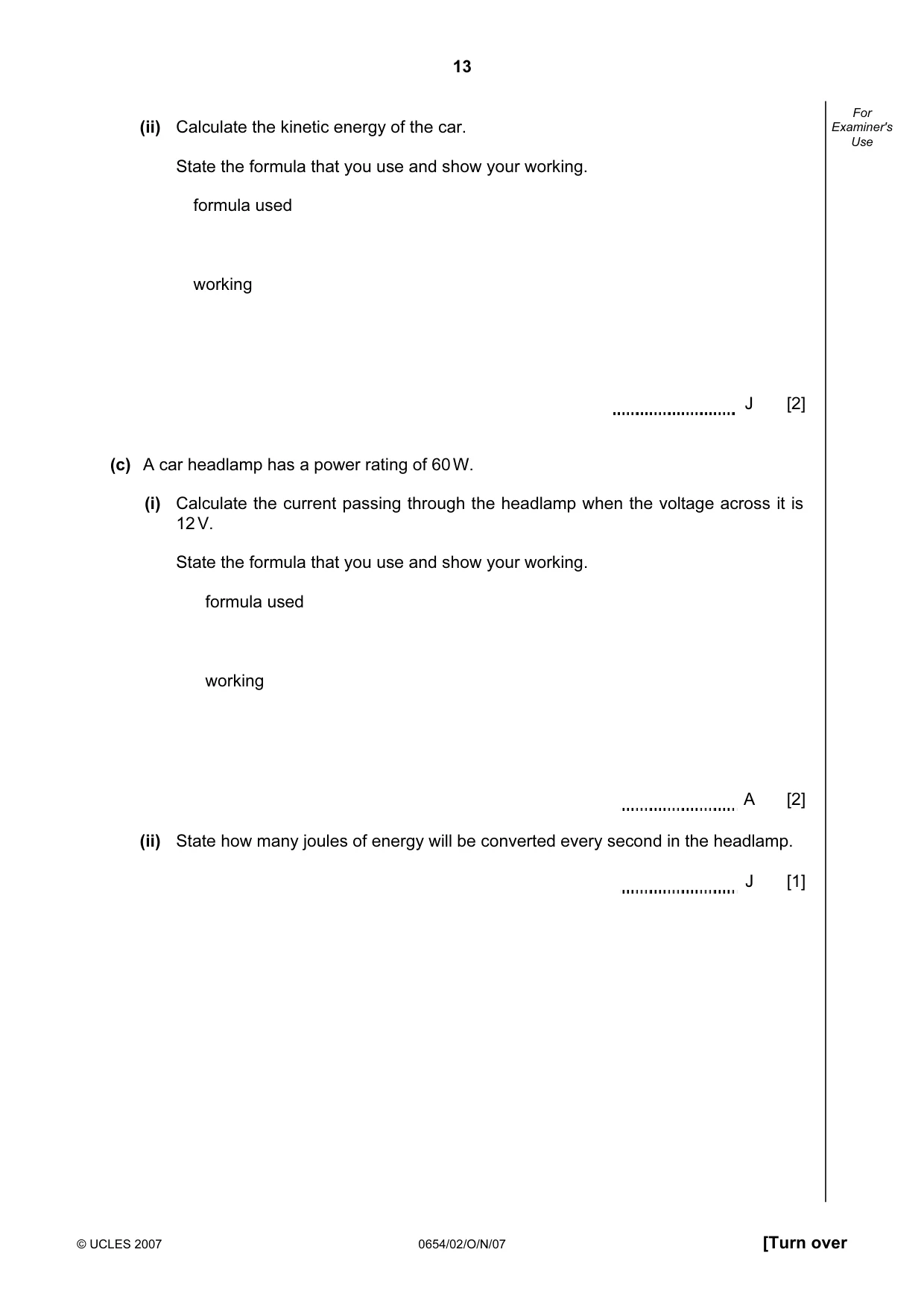 Cambridge IGCSE Sciences - Co-ordinated (Double) 0654 2007 Oct/Nov Paper 2 · Variant 1 question paper, page 13 of 24