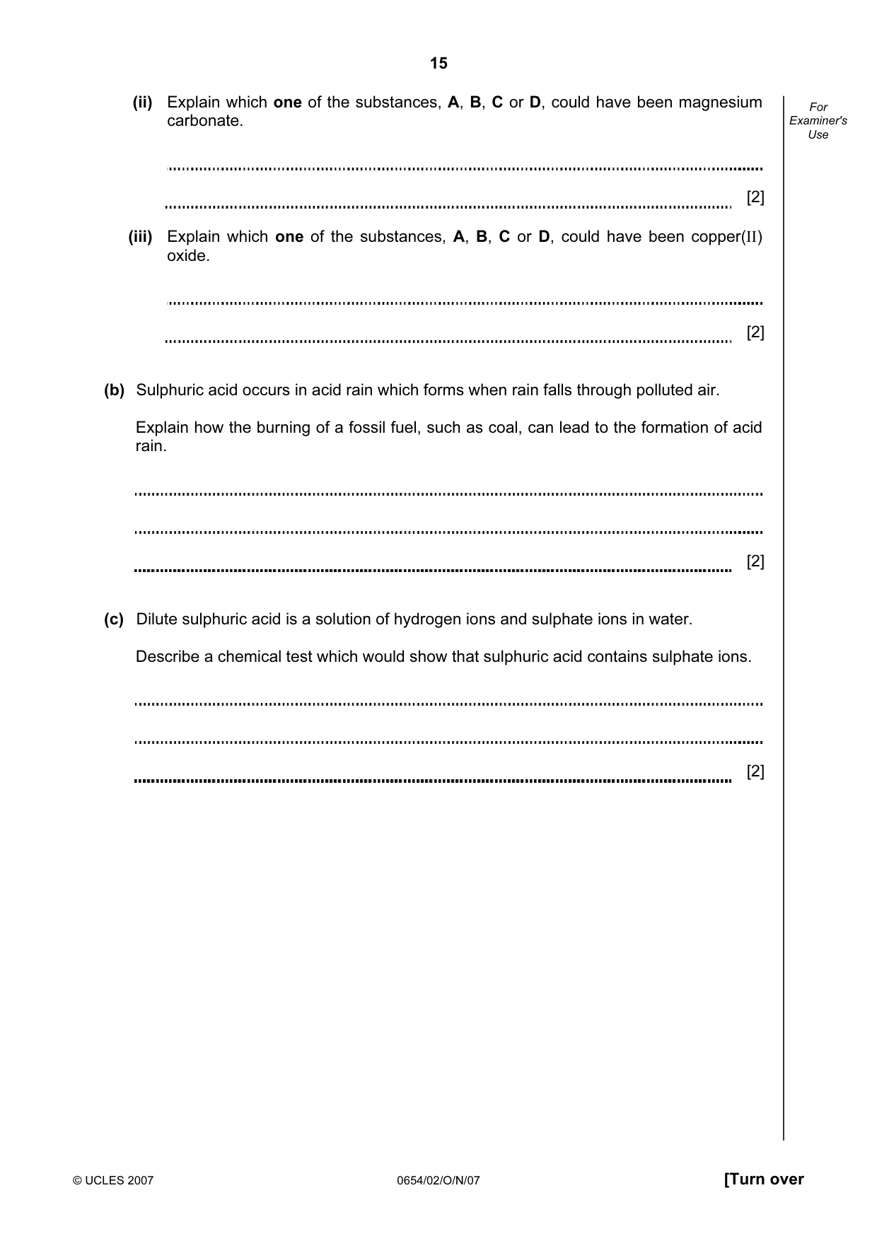 Cambridge IGCSE Sciences - Co-ordinated (Double) 0654 2007 Oct/Nov Paper 2 · Variant 1 question paper, page 15 of 24